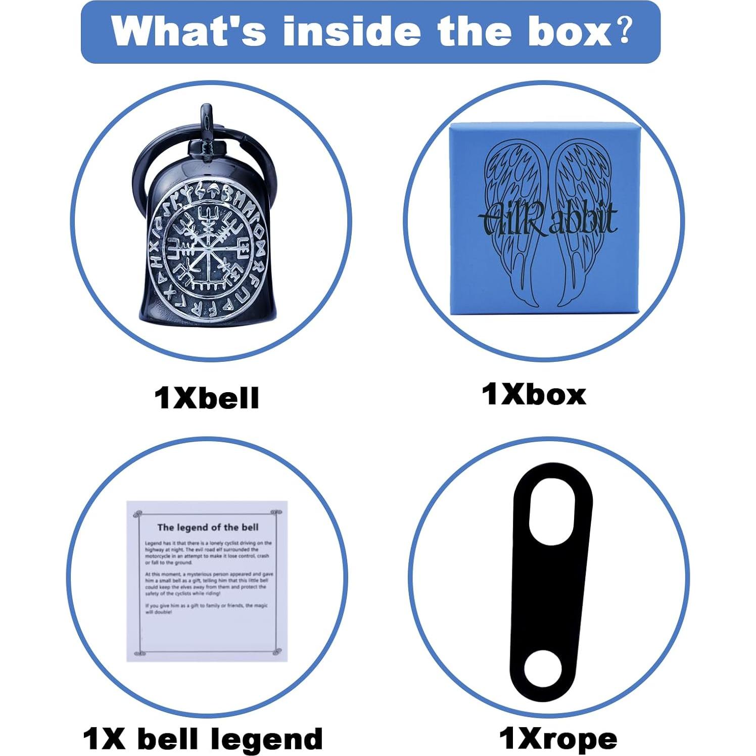 Campana Vikinga de Motocicleta AilRabbit - Acero Inoxidable Negro Plateado