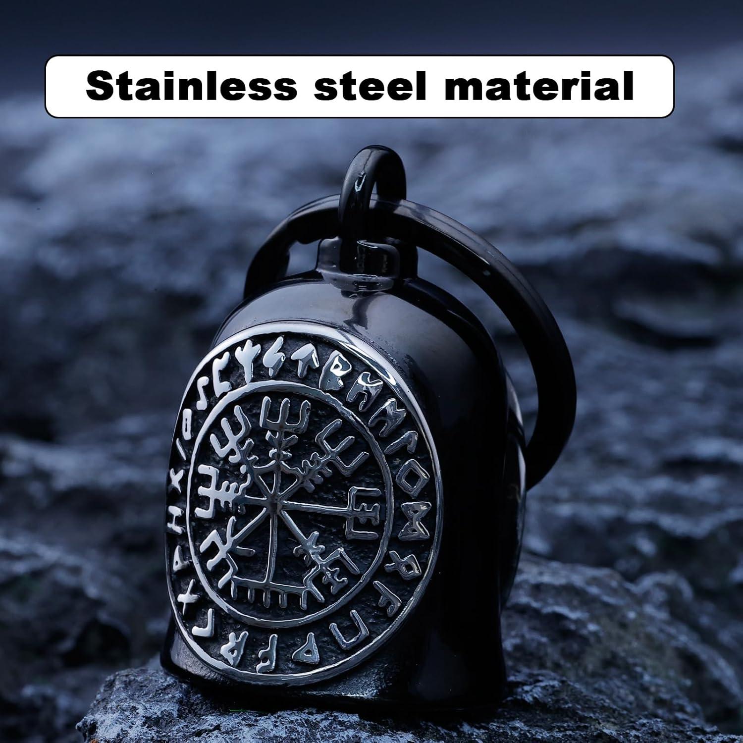 Campana Vikinga de Motocicleta AilRabbit - Acero Inoxidable Negro Plateado