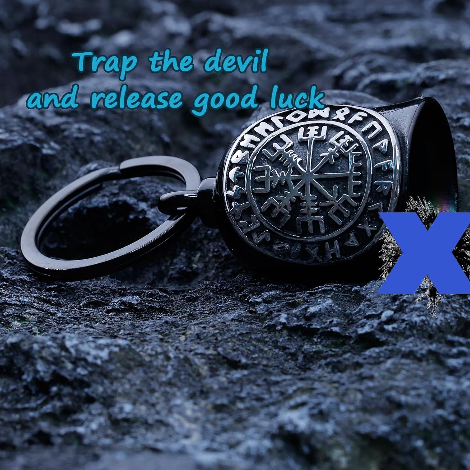 Campana Vikinga de Motocicleta AilRabbit - Acero Inoxidable Negro Plateado