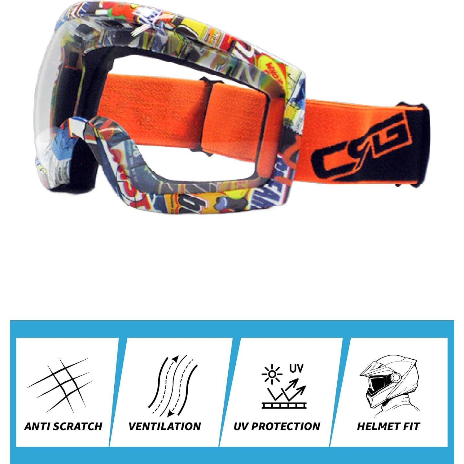 Gafas de Motociclismo CRG Sports ATV Lente Transparente UV