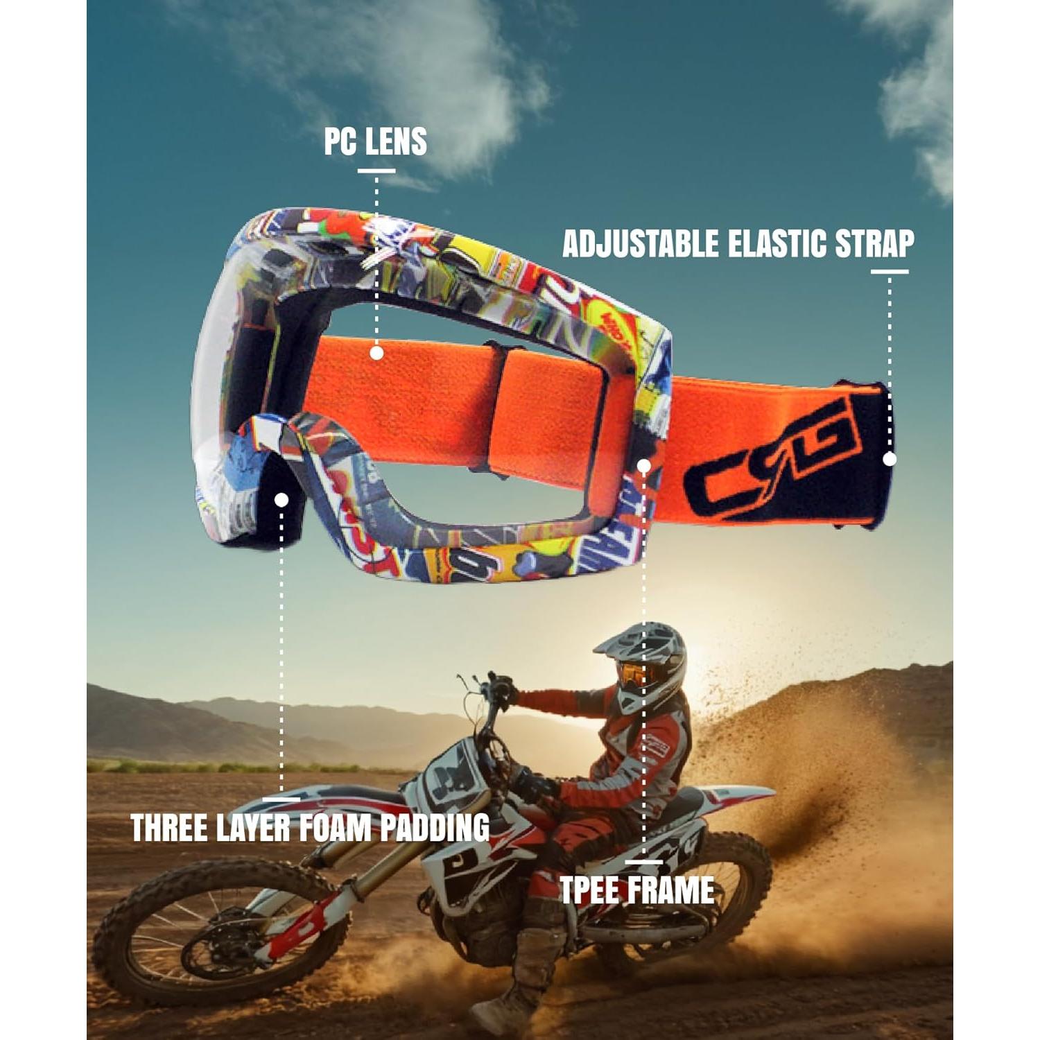 Gafas de Motociclismo CRG Sports ATV Lente Transparente UV