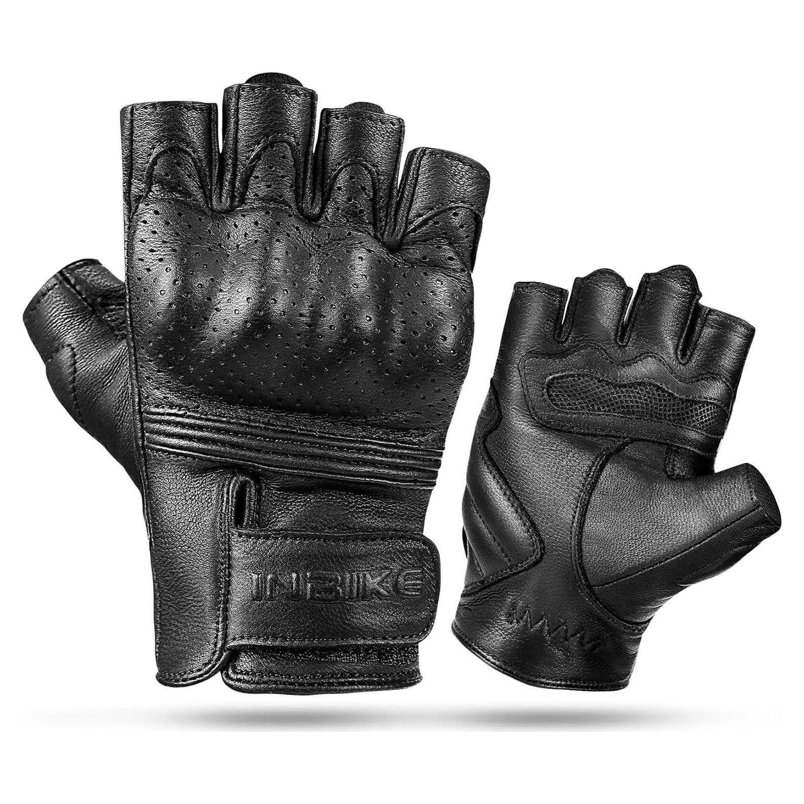 Guantes de Moto Sin Dedos INBIKE de Verano Cuero Transpirable