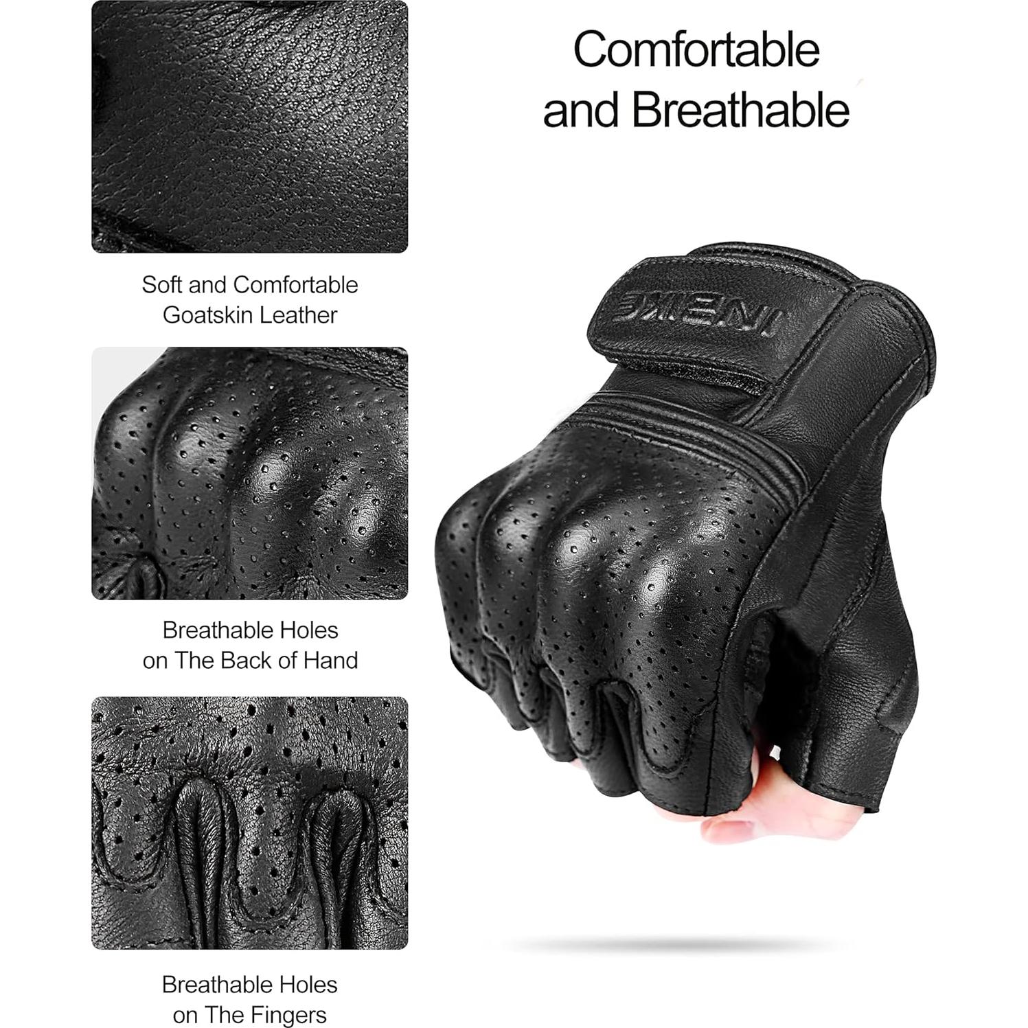 Guantes de Moto Sin Dedos INBIKE de Verano Cuero Transpirable
