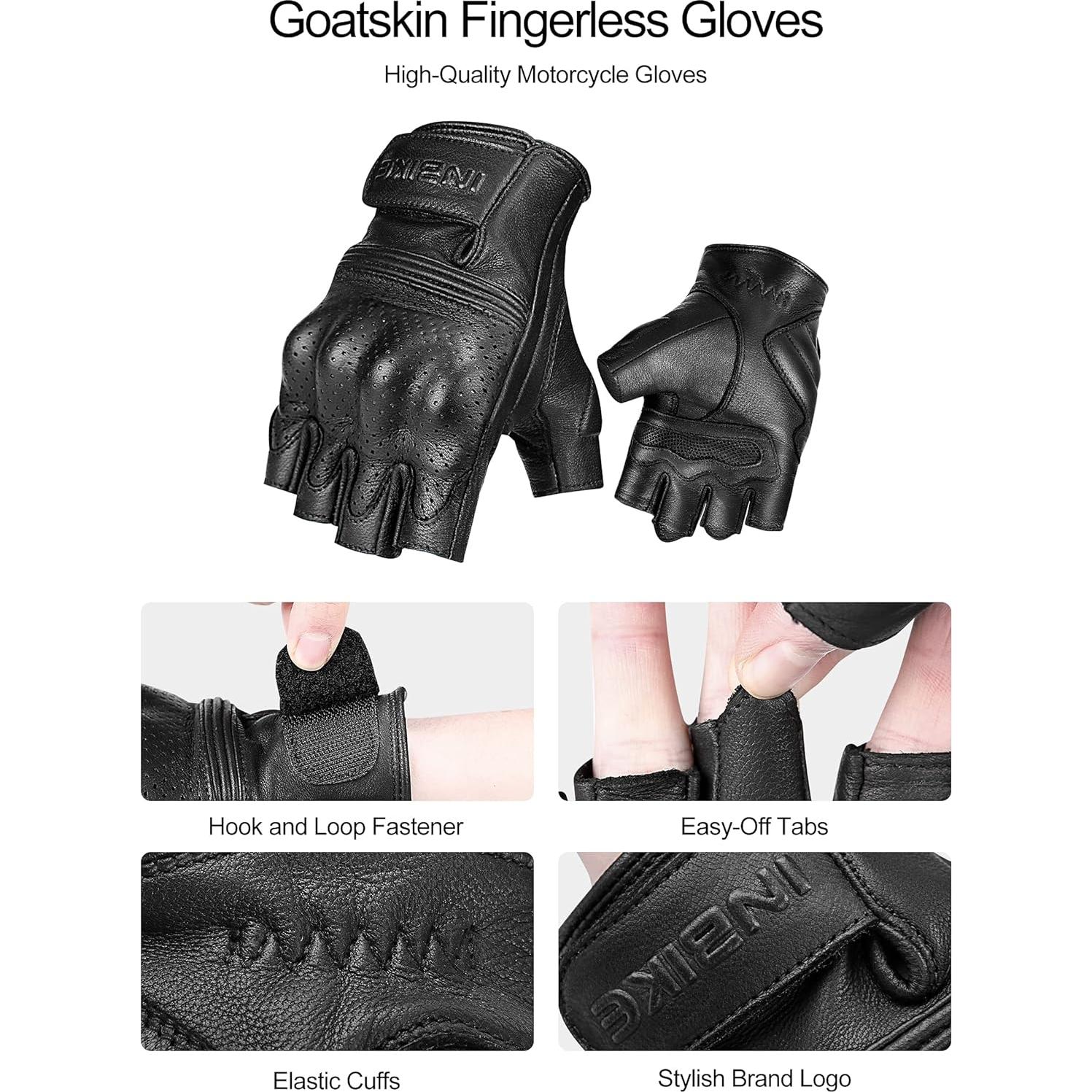 Guantes de Moto Sin Dedos INBIKE de Verano Cuero Transpirable