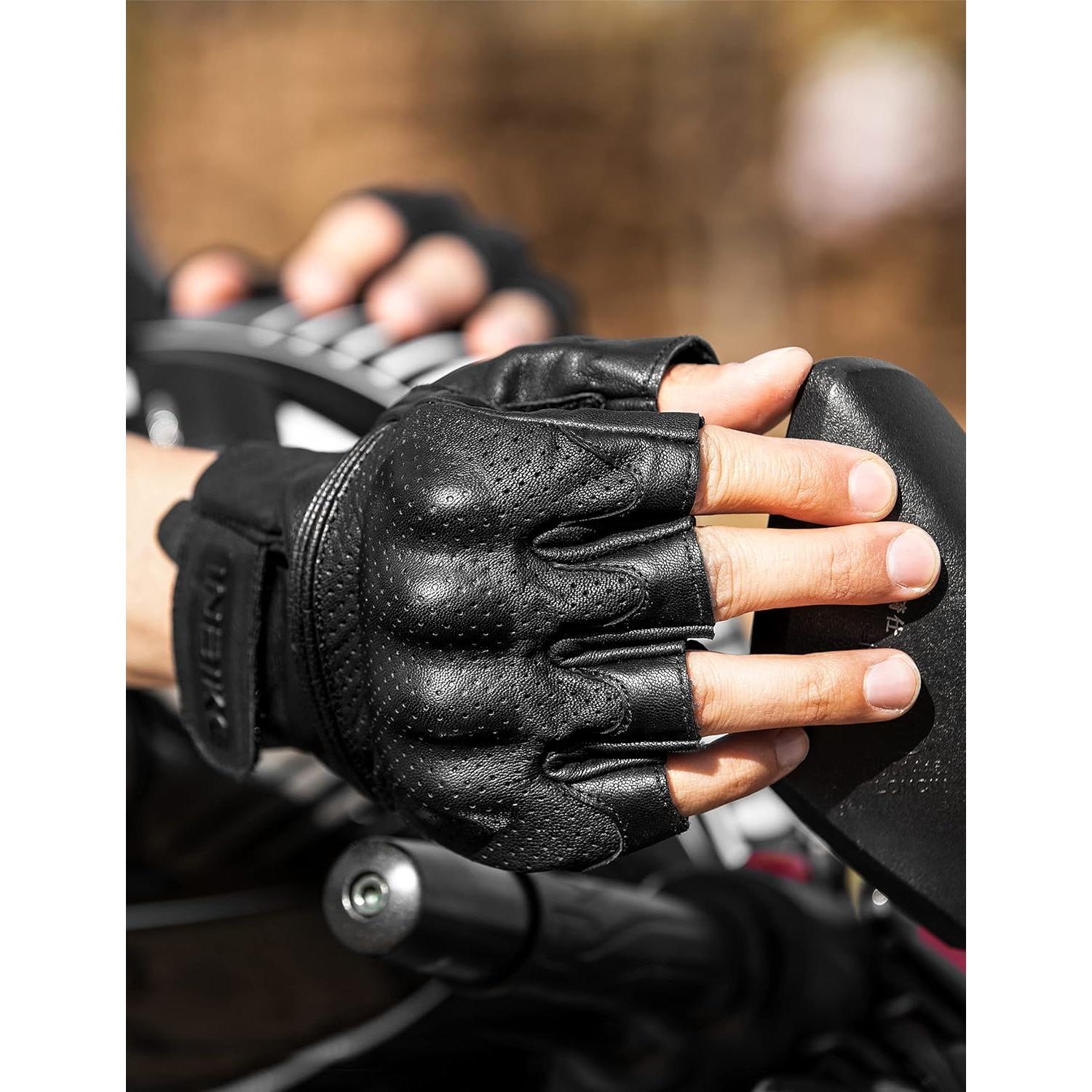 Guantes de Moto Sin Dedos INBIKE de Verano Cuero Transpirable