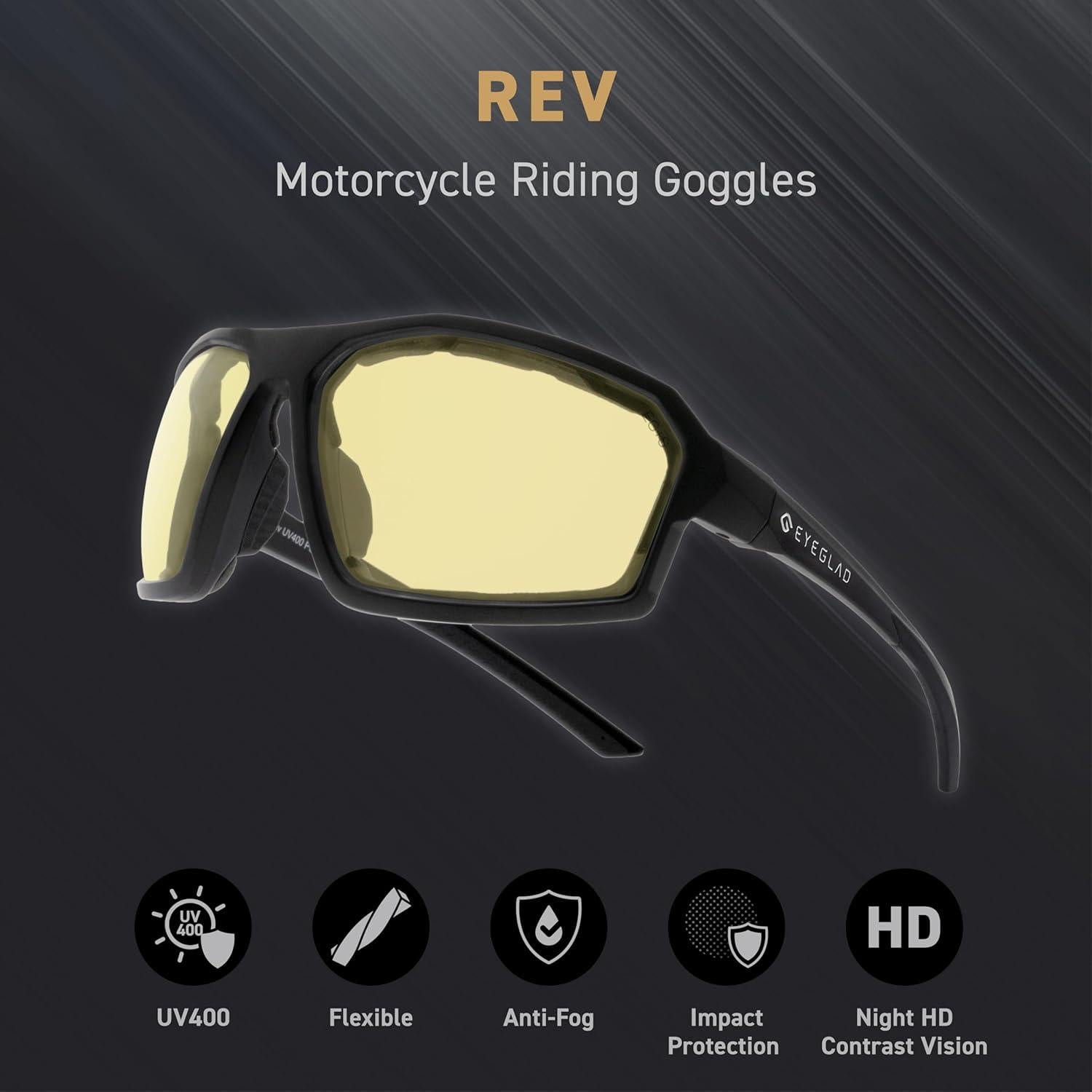 Gafas de Motocicleta EYEGLAD REV HD UV400 Amarillo