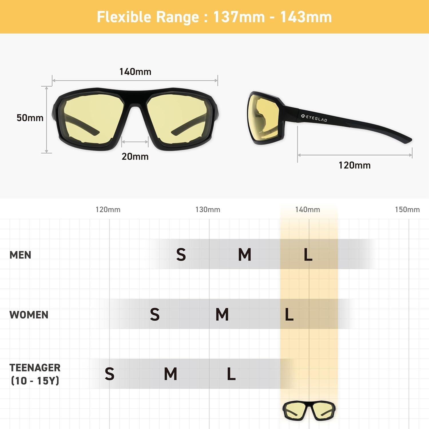 Gafas de Motocicleta EYEGLAD REV HD UV400 Amarillo