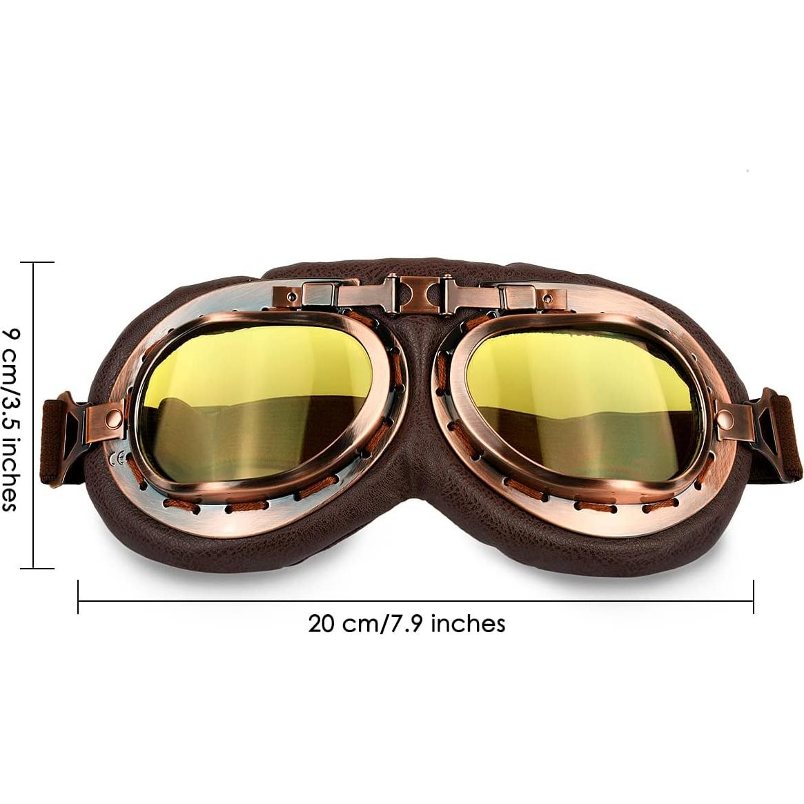 Gafas de Cosplay Steampunk Retro Marrón con Lente Amarillo