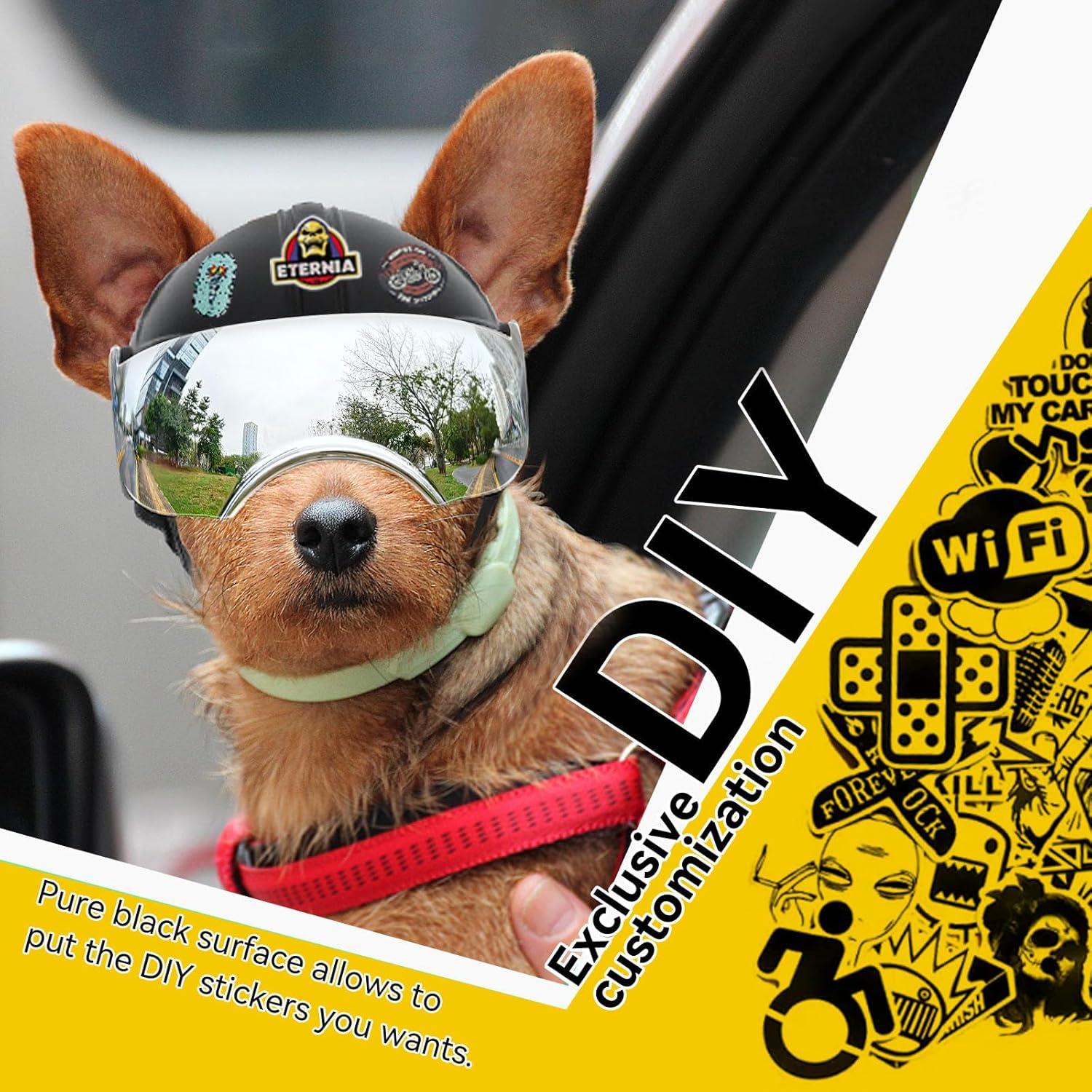 Casco para Perros PETLESO con Gafas Antivaho Plateadas 15x12x10cm