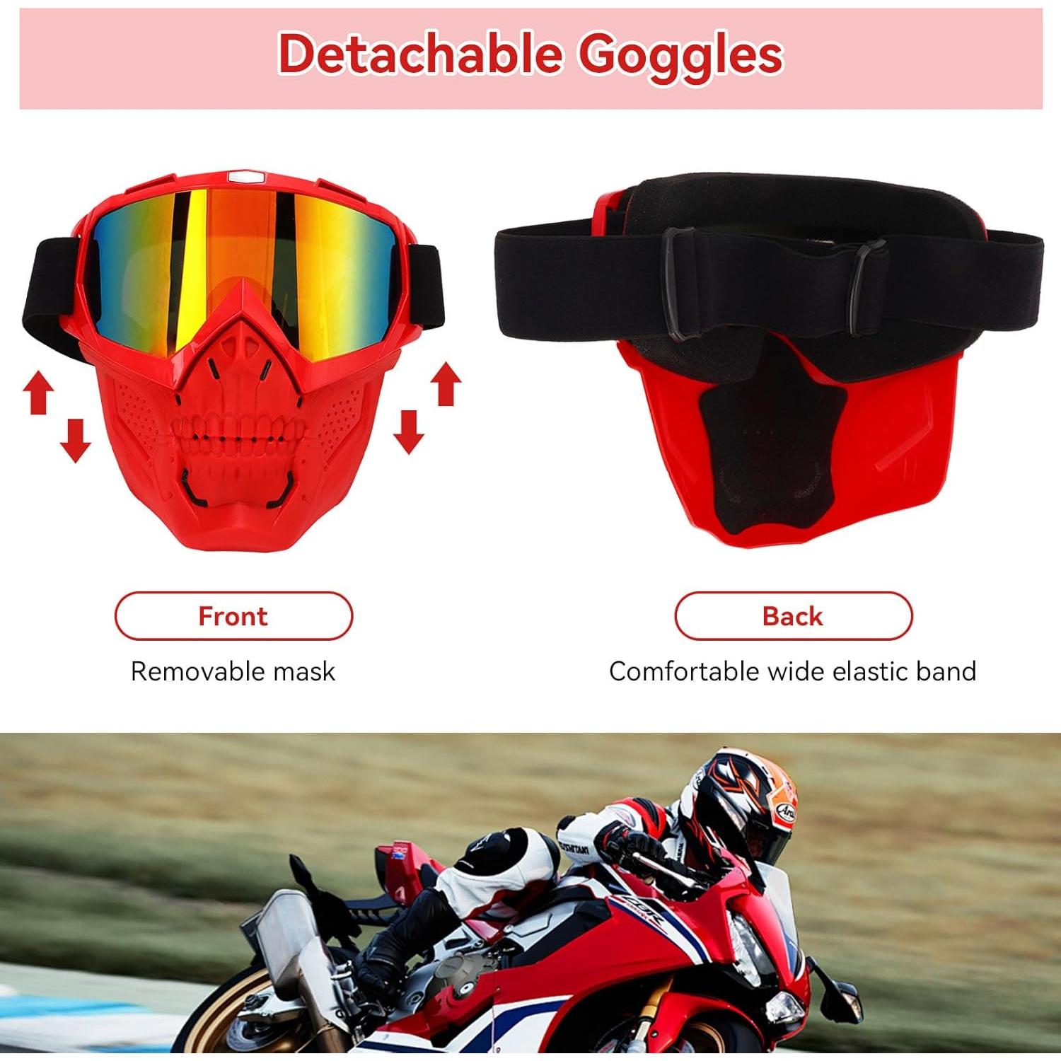 Gafas de Ciclismo HERCHR con Cubierta Facial A Prueba de Viento