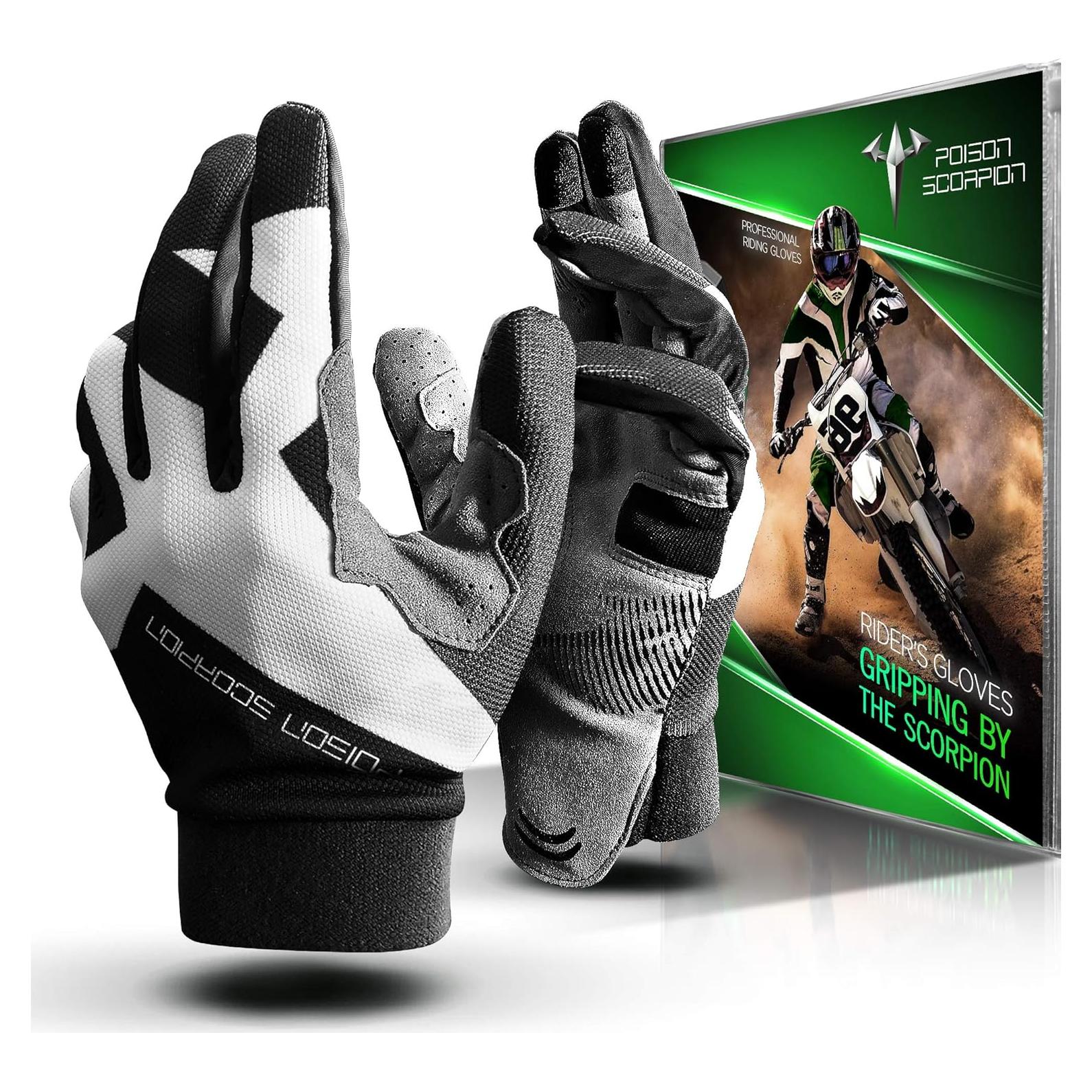 Guantes de Motocross POISON SCORPION Negros XXL para Jóvenes