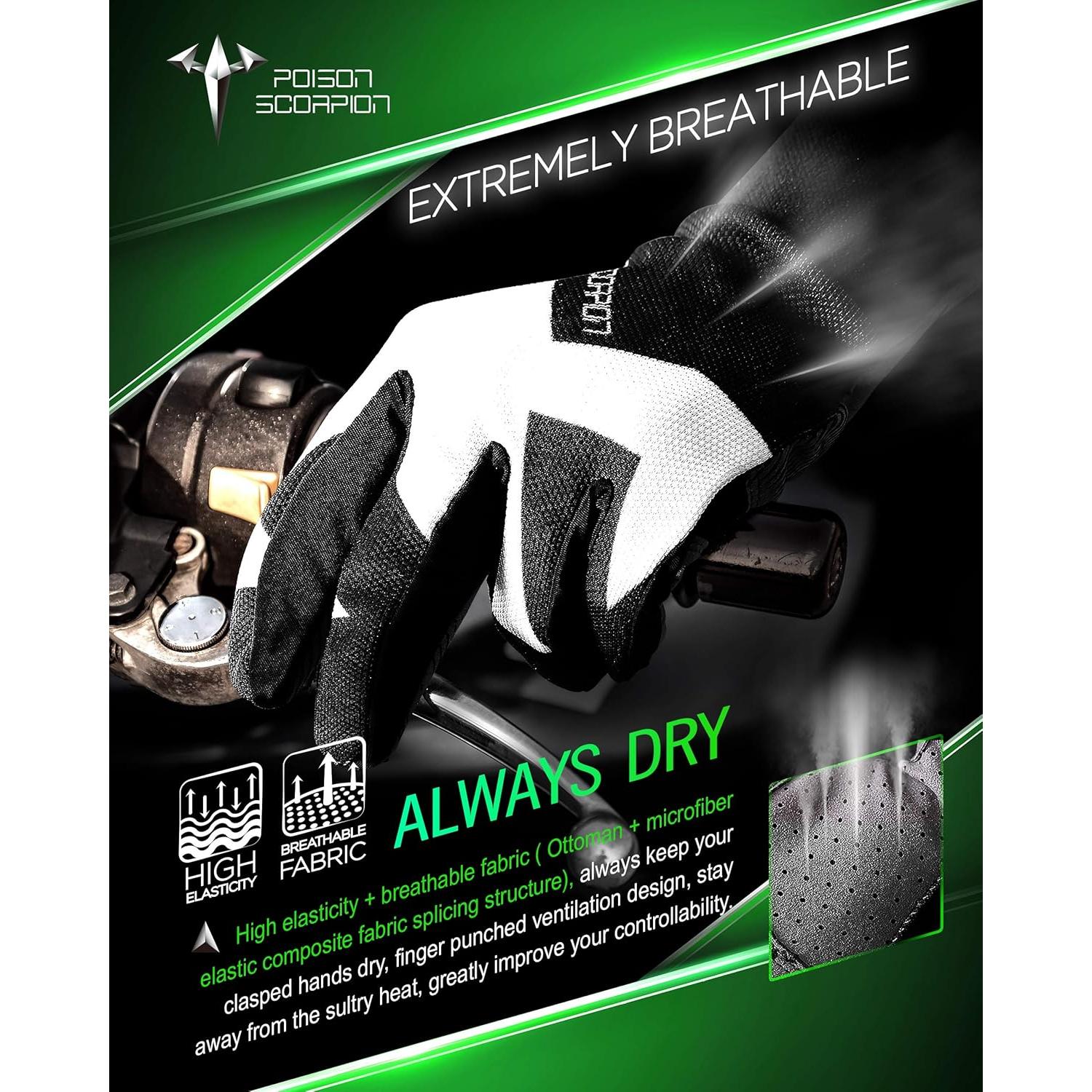 Guantes de Motocross POISON SCORPION Negros XXL para Jóvenes