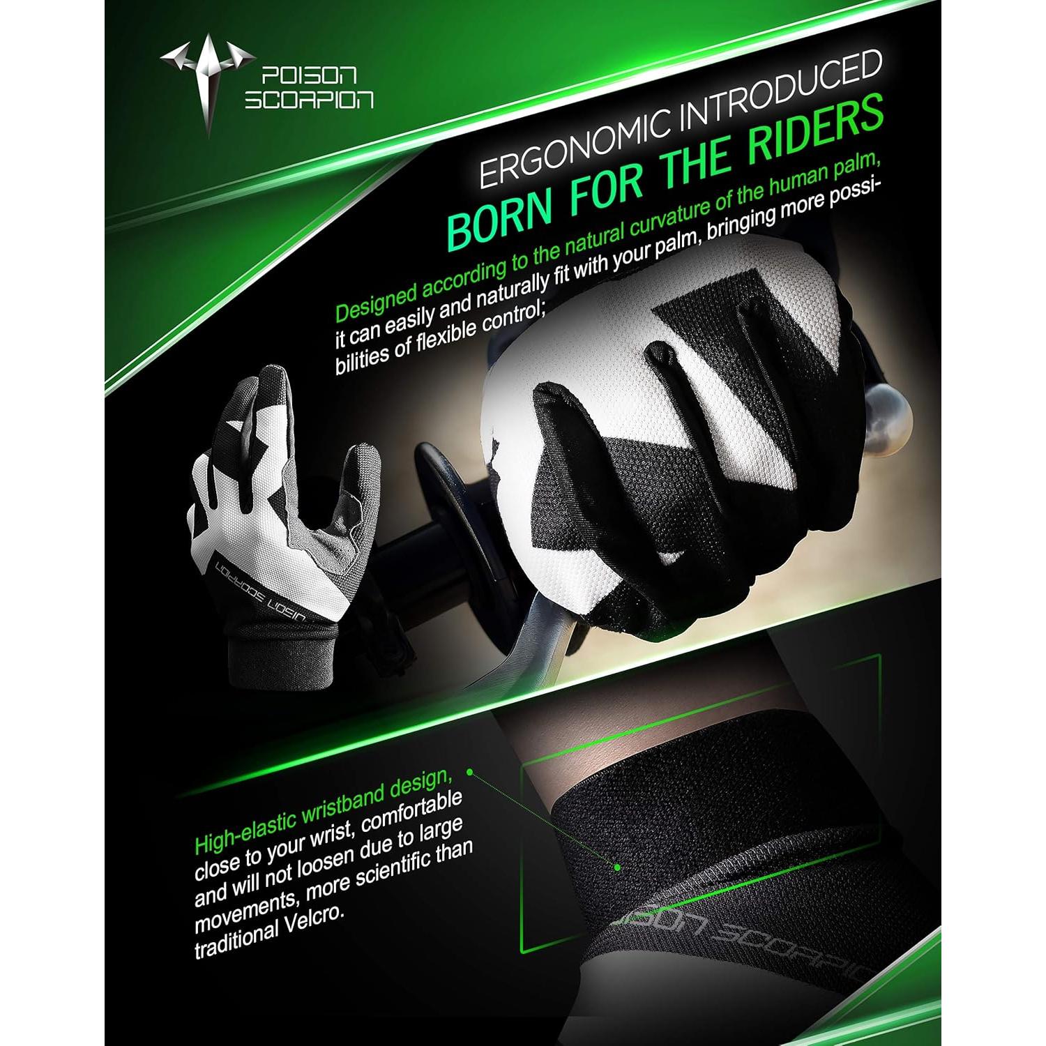 Guantes de Motocross POISON SCORPION Negros XXL para Jóvenes