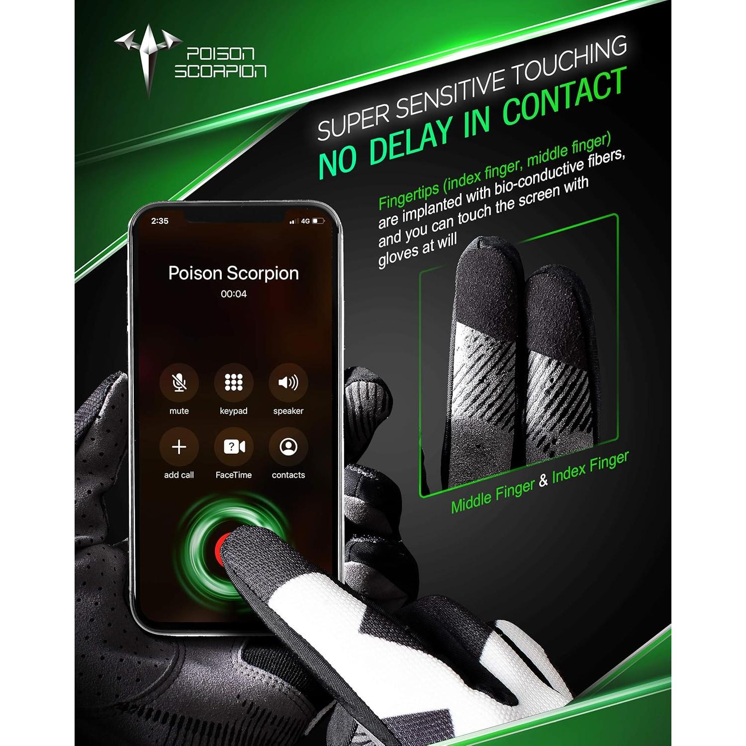 Guantes de Motocross POISON SCORPION Negros XXL para Jóvenes