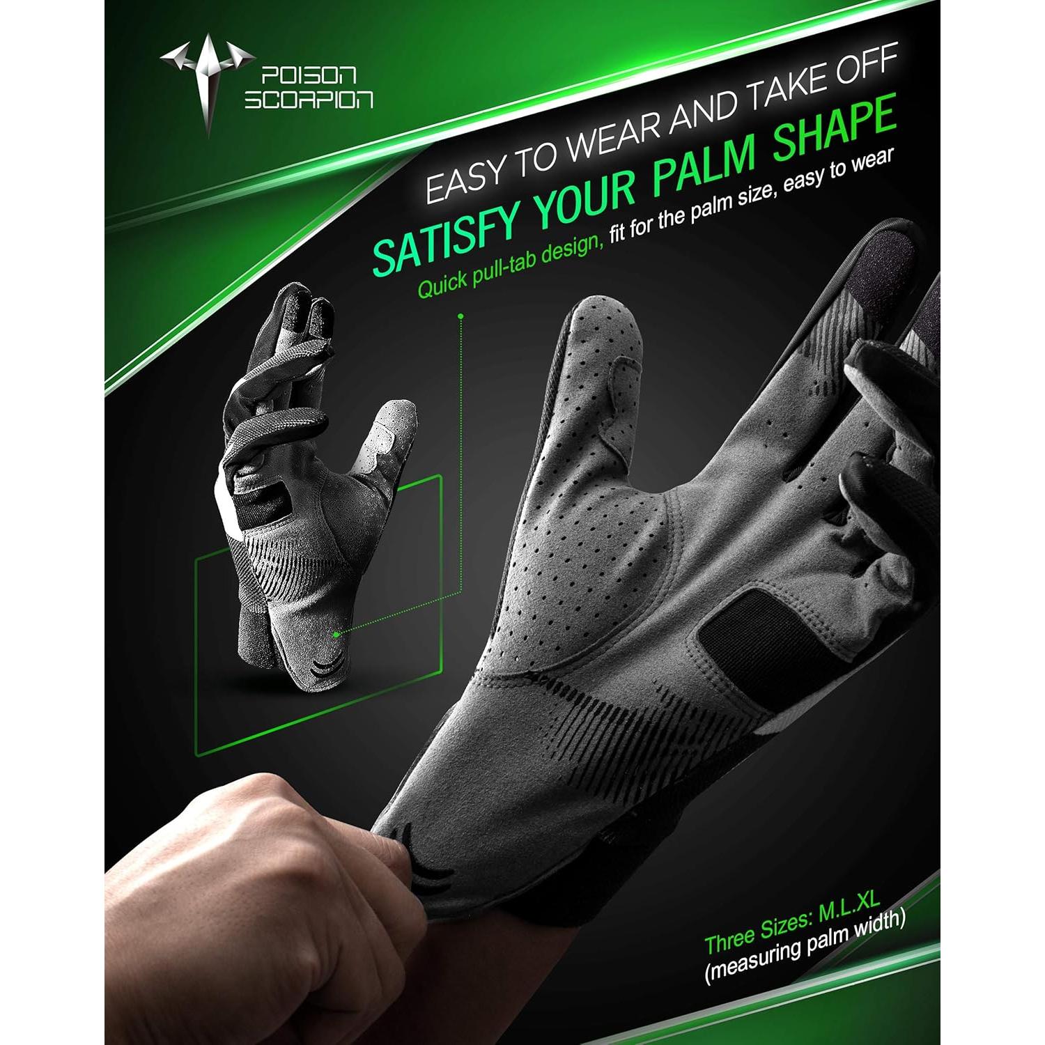 Guantes de Motocross POISON SCORPION Negros XXL para Jóvenes