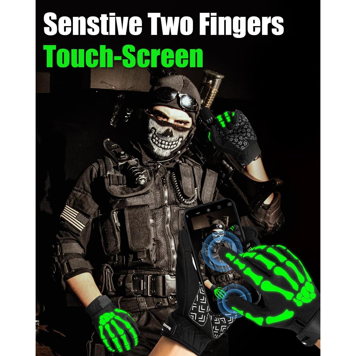 Guantes de Ciclismo RIGWARL Esqueleto Blanco Brillan en la Oscuridad