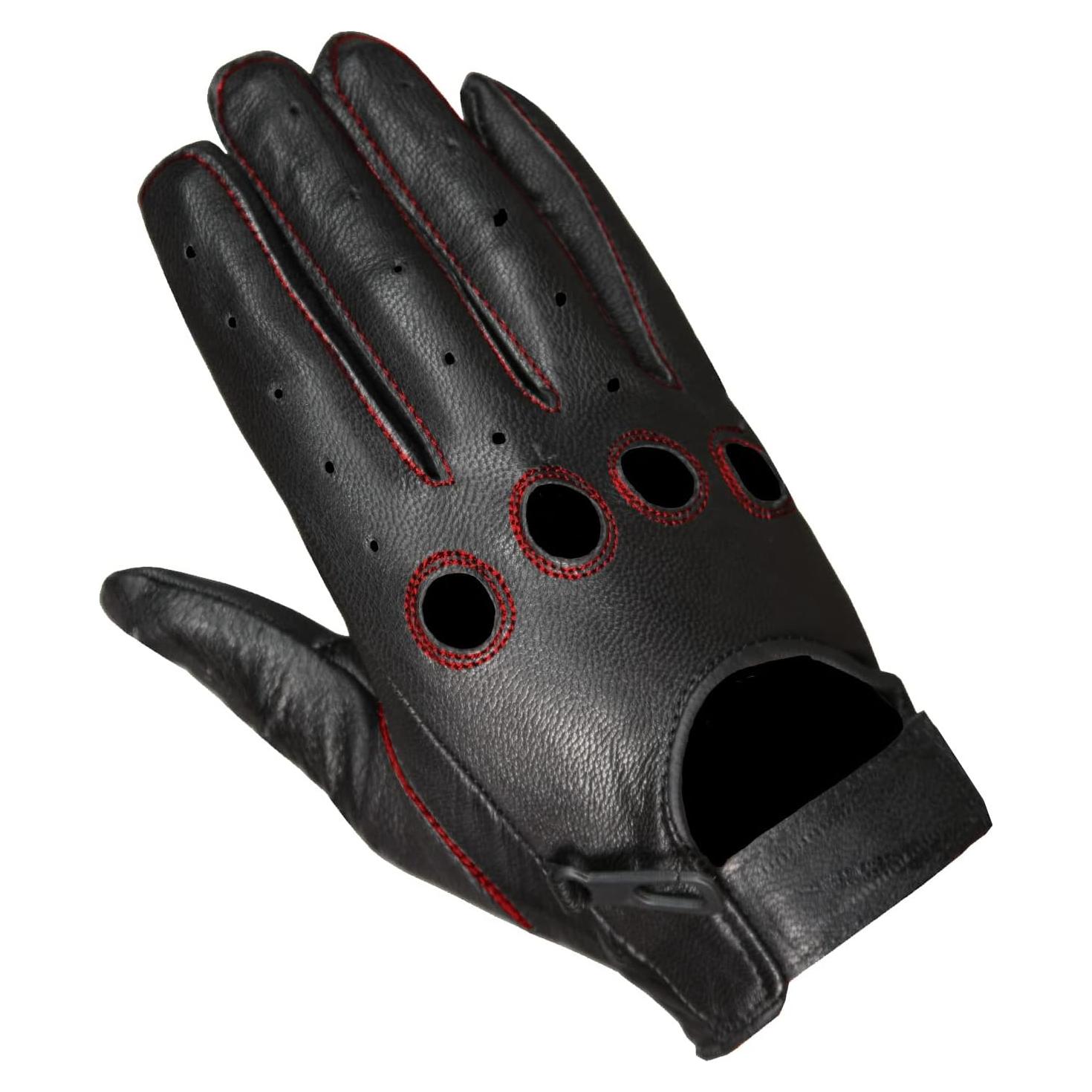 Guantes de Motocicleta de Cuero Jackets 4 Bikes SL25 NegroRojo L