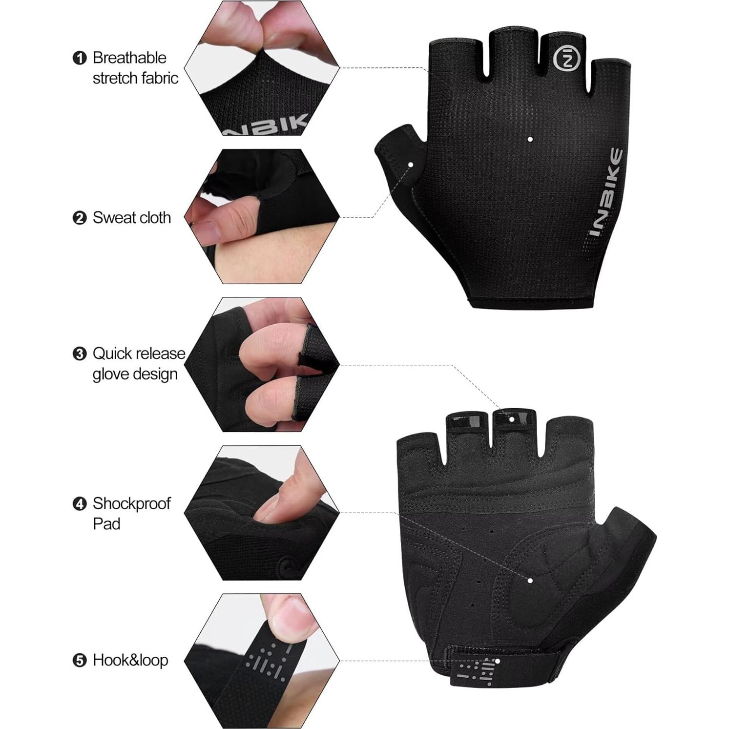 Guantes de Ciclismo INBIKE Sin Dedos Transpirables y Antideslizantes