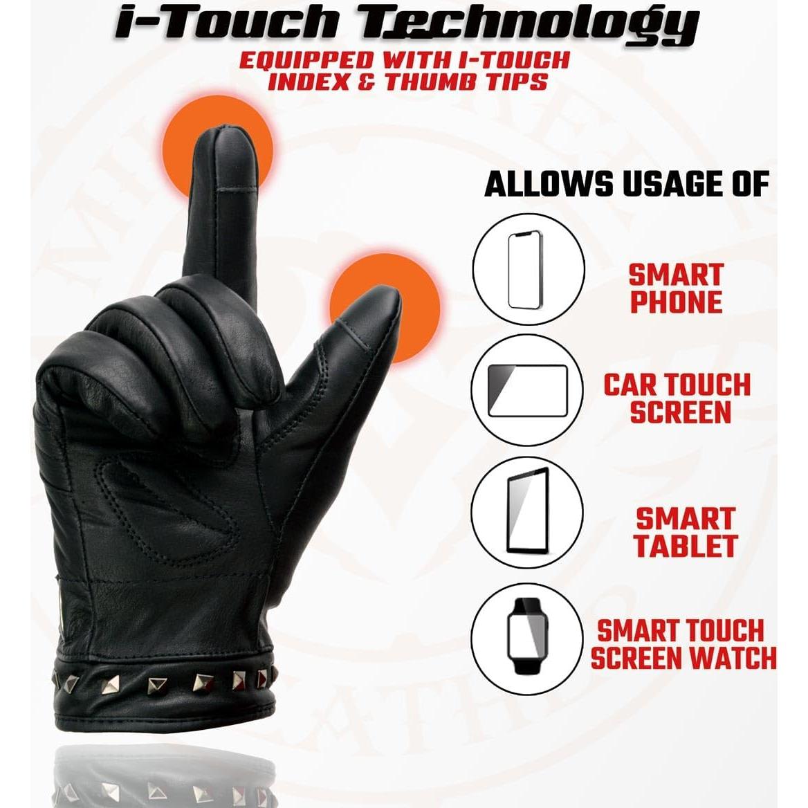 Guantes de motocicleta de cuero Milwaukee Leather MG7755 i-Touch