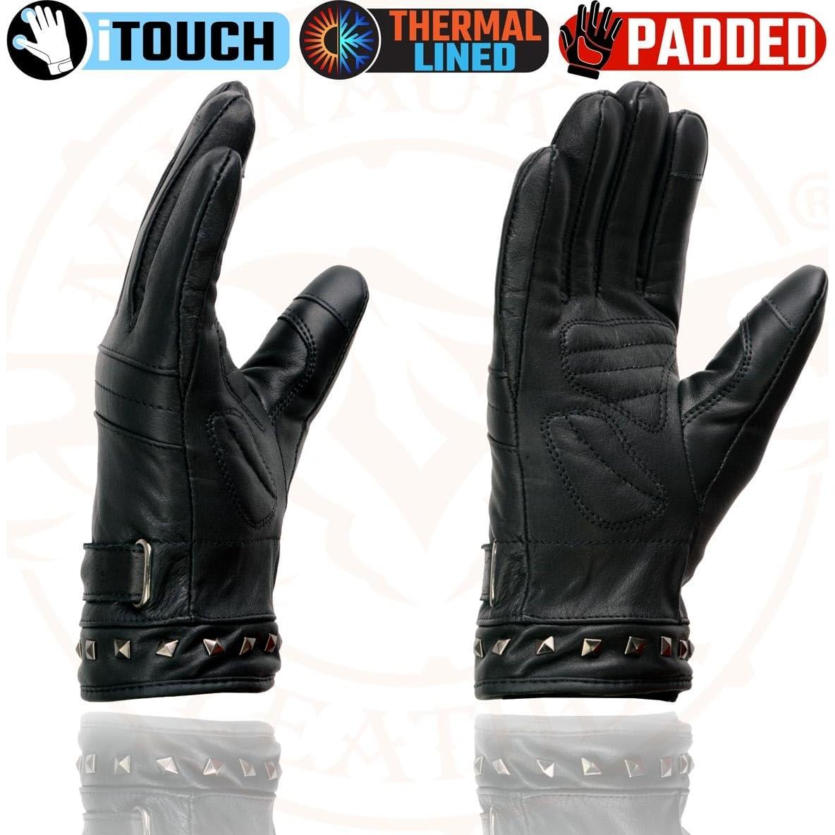Guantes de motocicleta de cuero Milwaukee Leather MG7755 i-Touch
