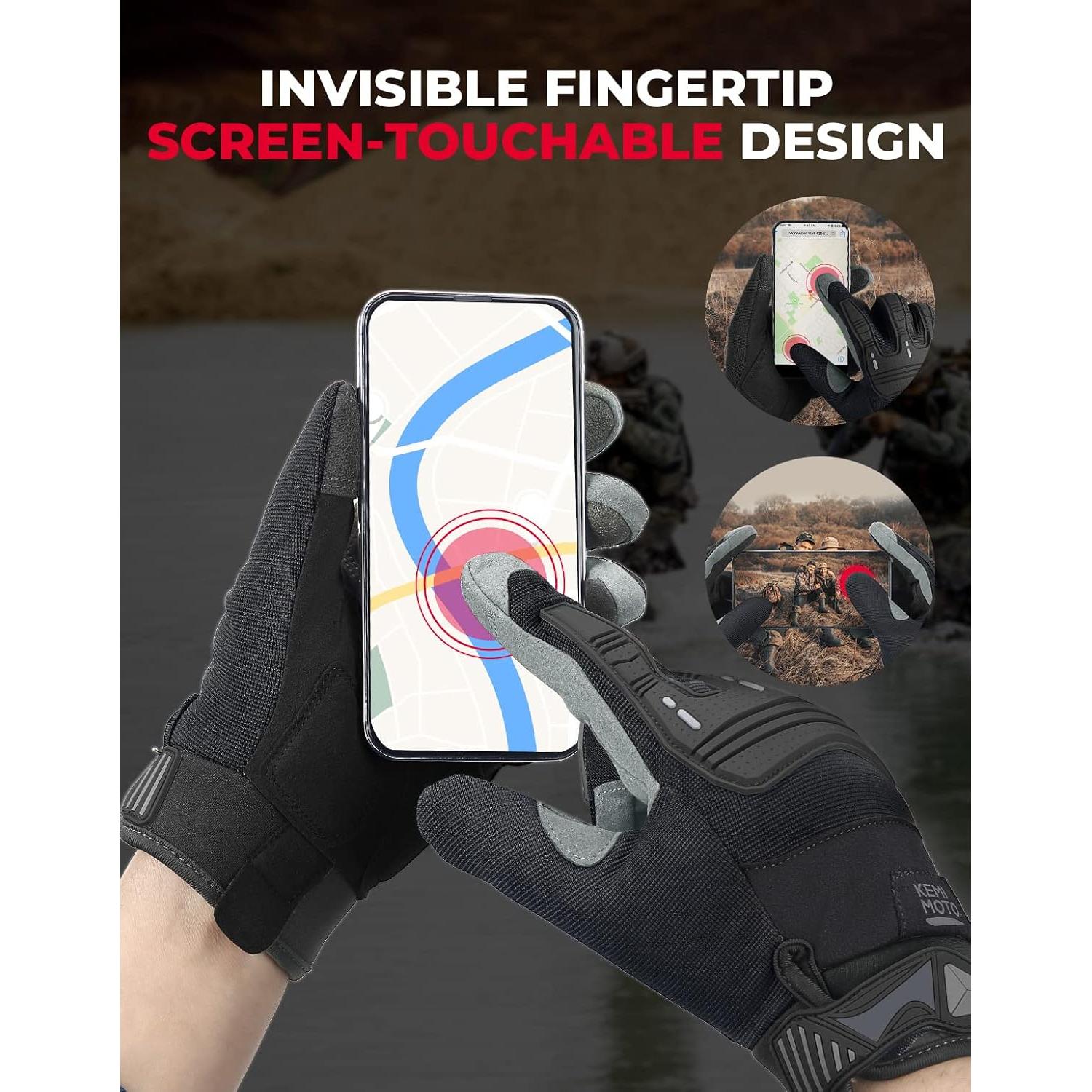 Guantes Tácticos KEMIMOTO para Motocicleta con Protección Goma