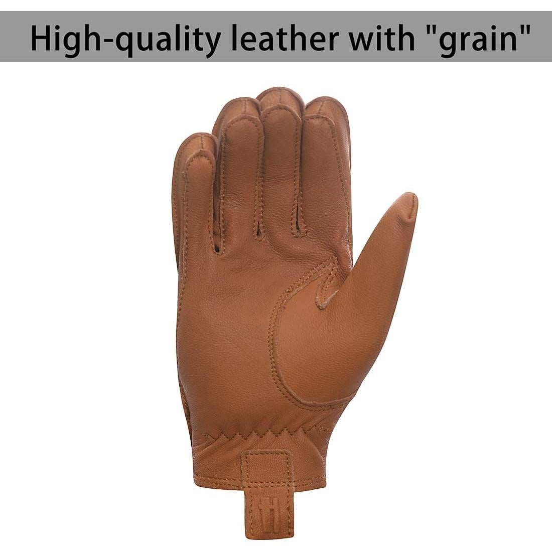 Guantes de motocicleta de cuero Harssidanzar negros ambidiestros