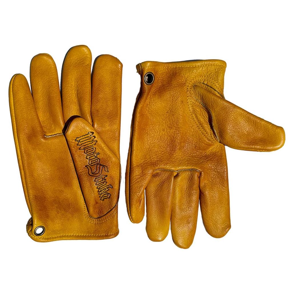 Guantes de motocicleta de cuero yak vintage hechos a mano XL