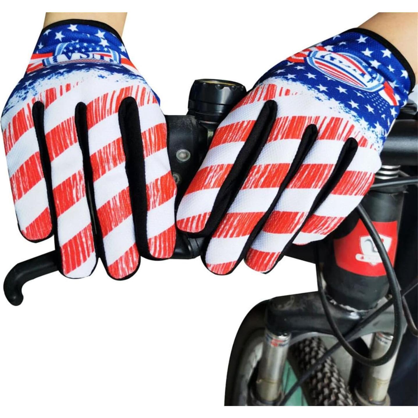 Guantes de Ciclismo EXCEREY con Bandera Americana - Microfibra