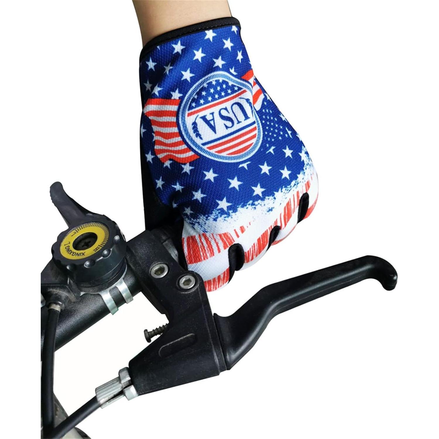 Guantes de Ciclismo EXCEREY con Bandera Americana - Microfibra
