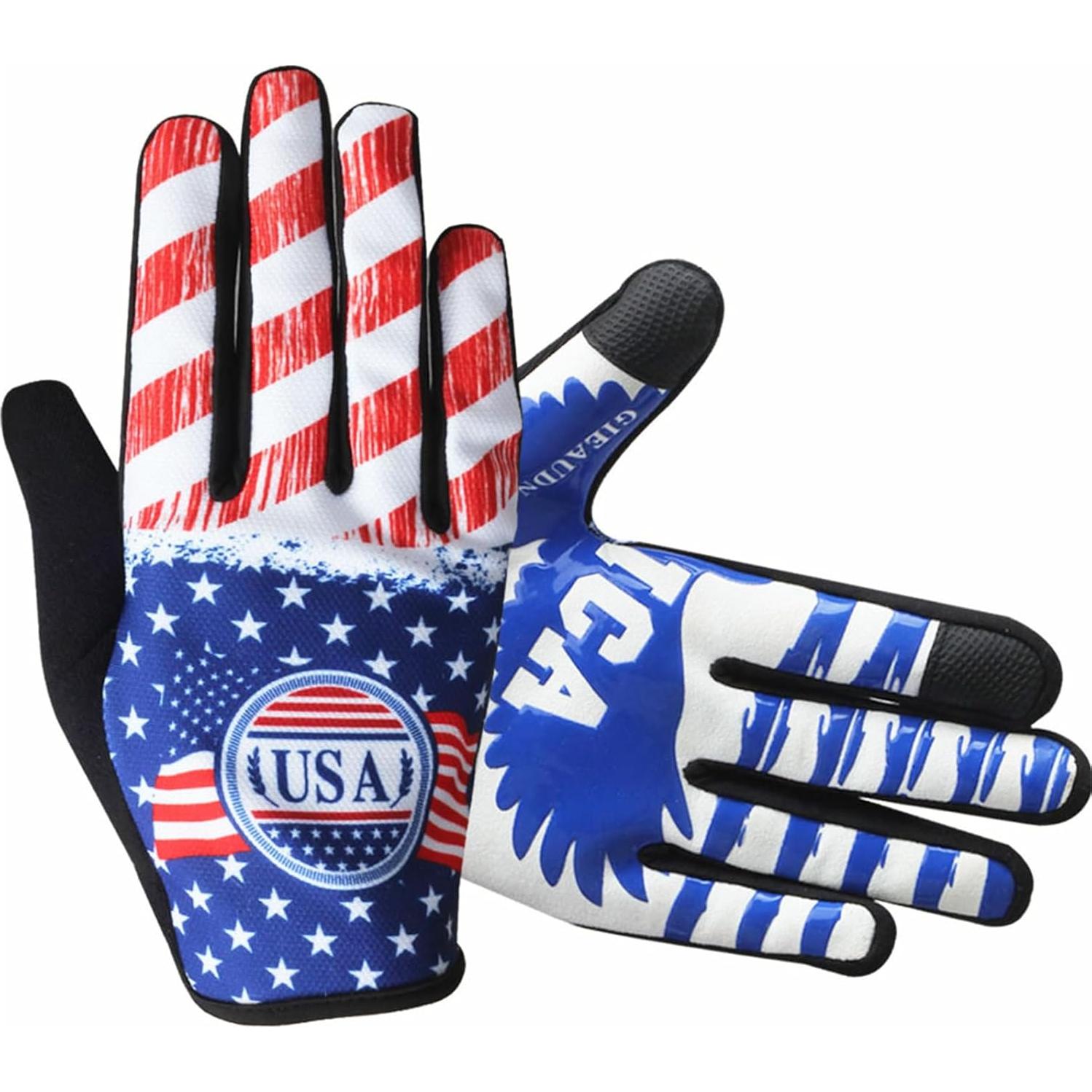 Guantes de Ciclismo EXCEREY con Bandera Americana - Microfibra