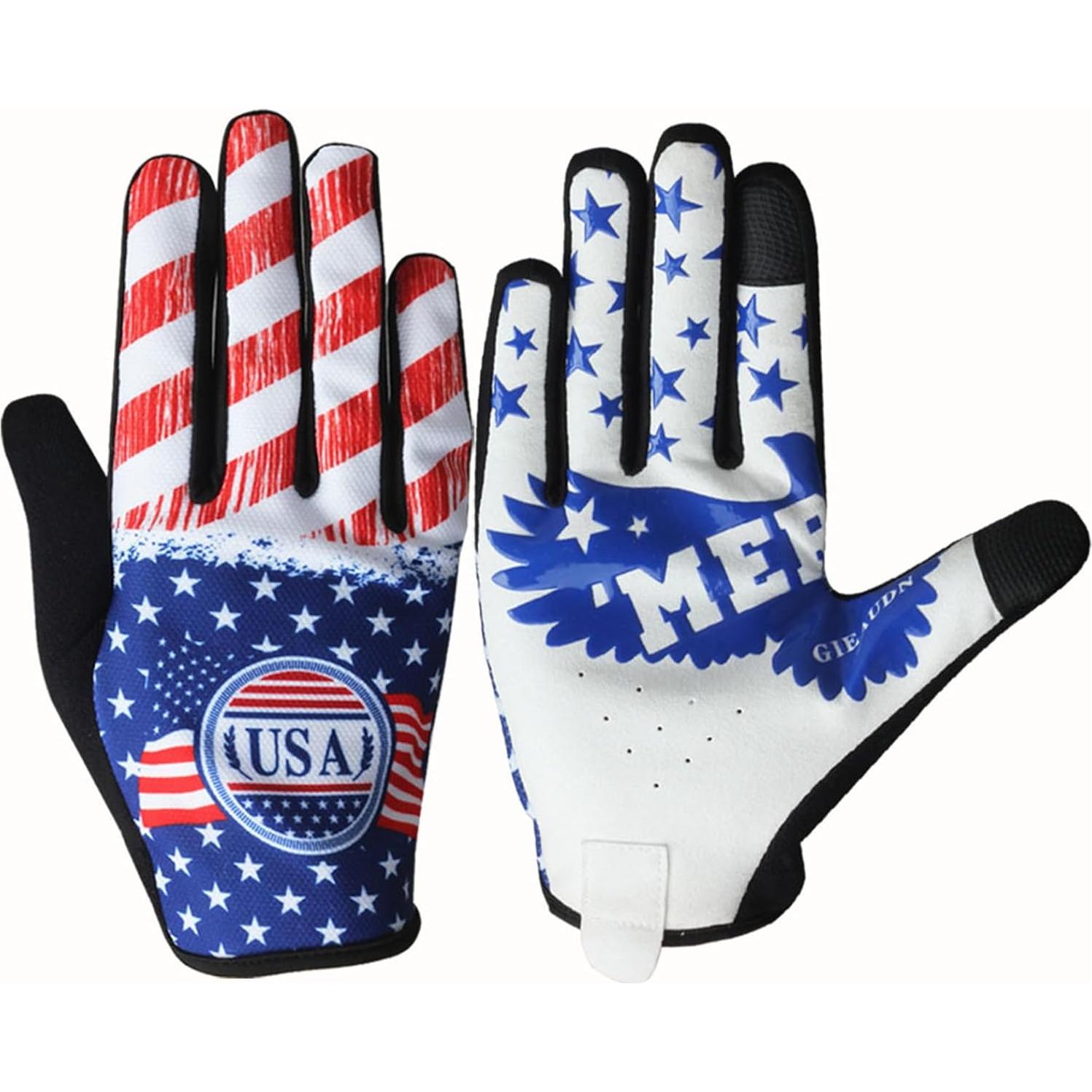 Guantes de Ciclismo EXCEREY con Bandera Americana - Microfibra