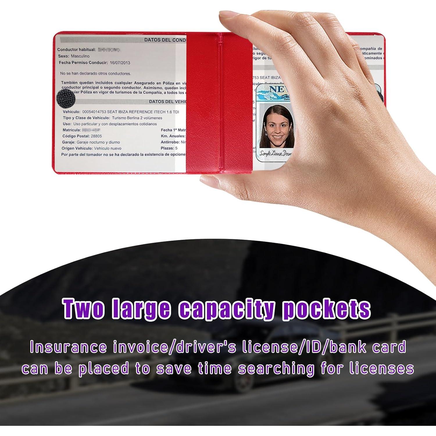 4 Portafolios de Registro y Seguro de Auto Suvnie - Rojo