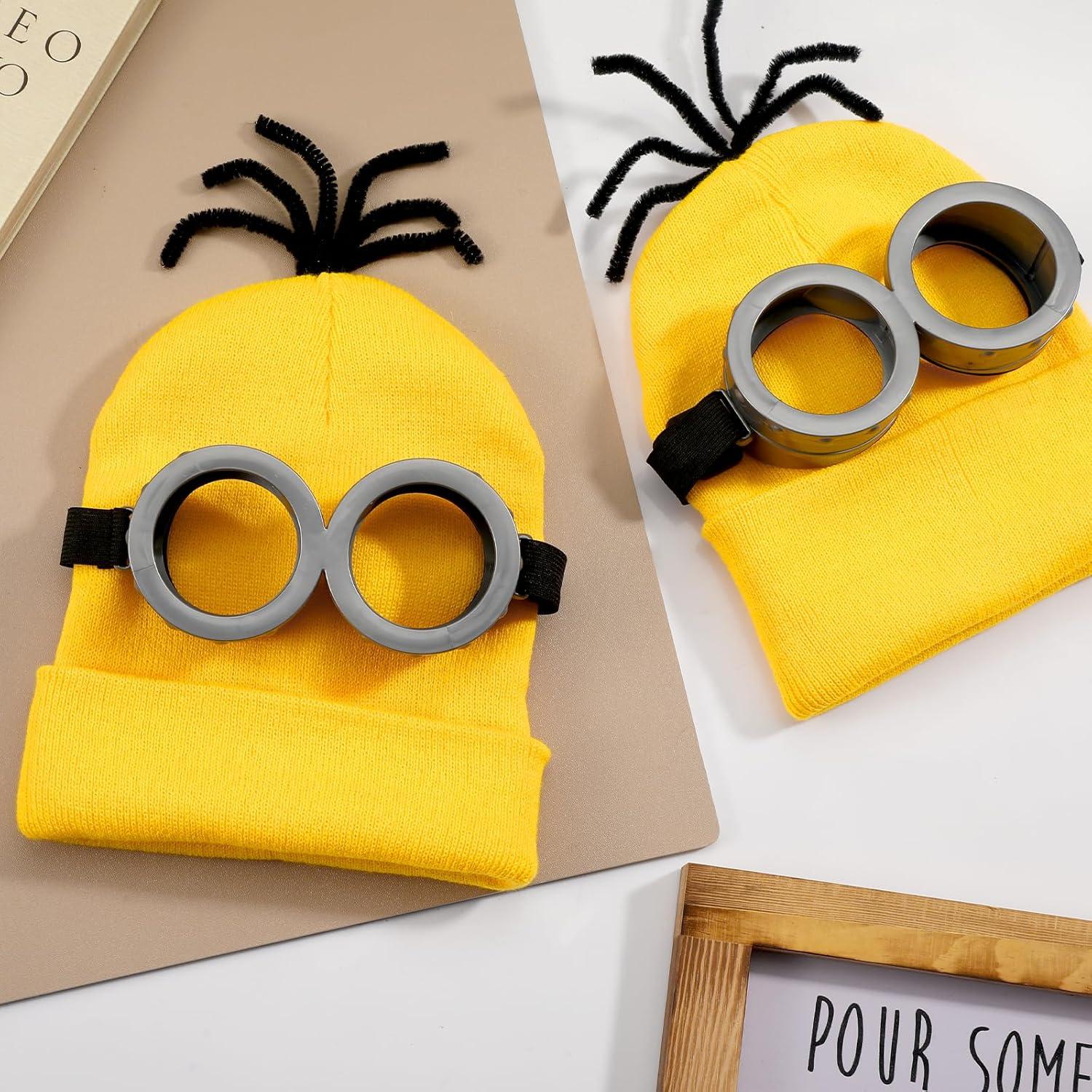 Conjunto de Disfraz 9PCS Gorro Amarillo Gafas Vintage Guantes
