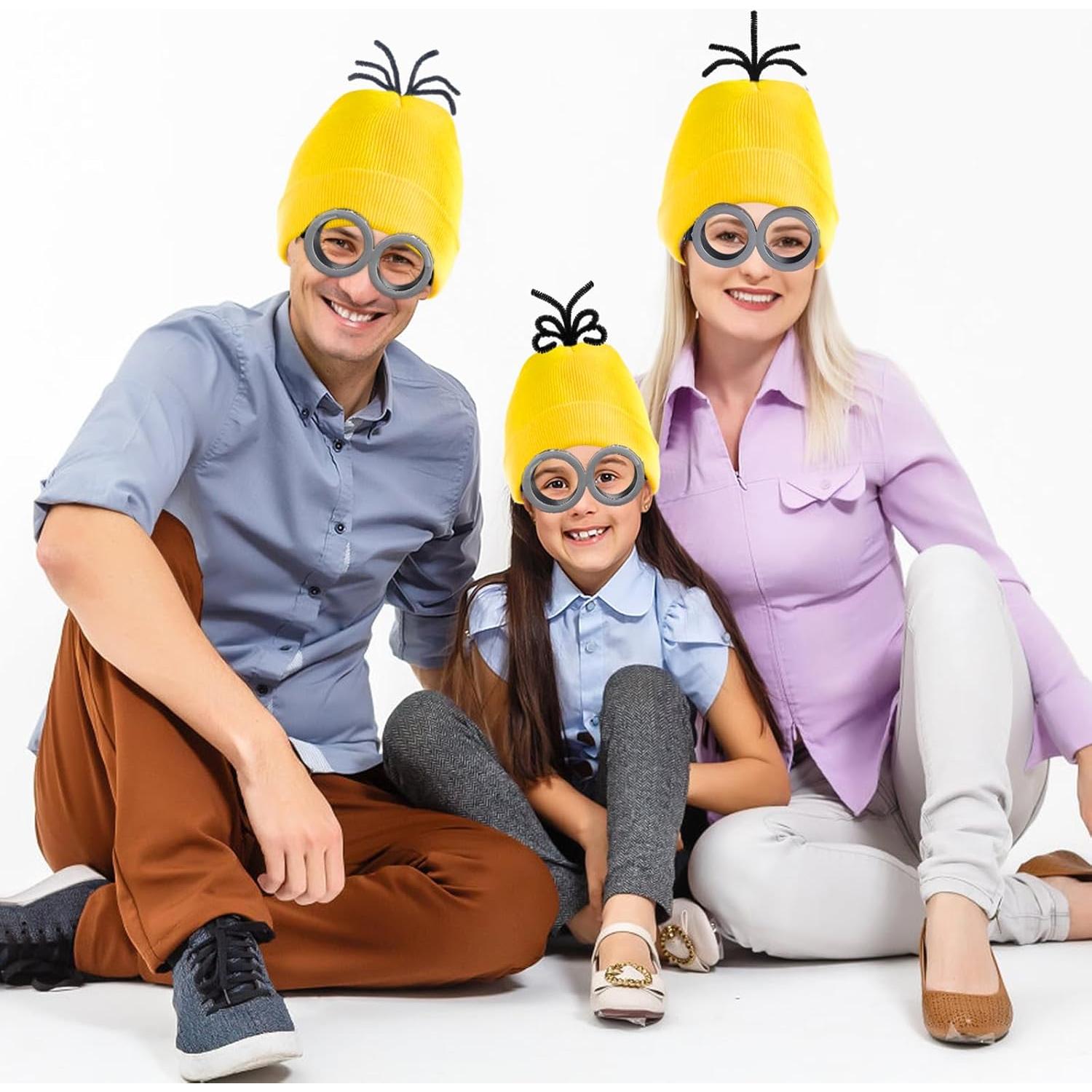 Conjunto de Disfraz 9PCS Gorro Amarillo Gafas Vintage Guantes