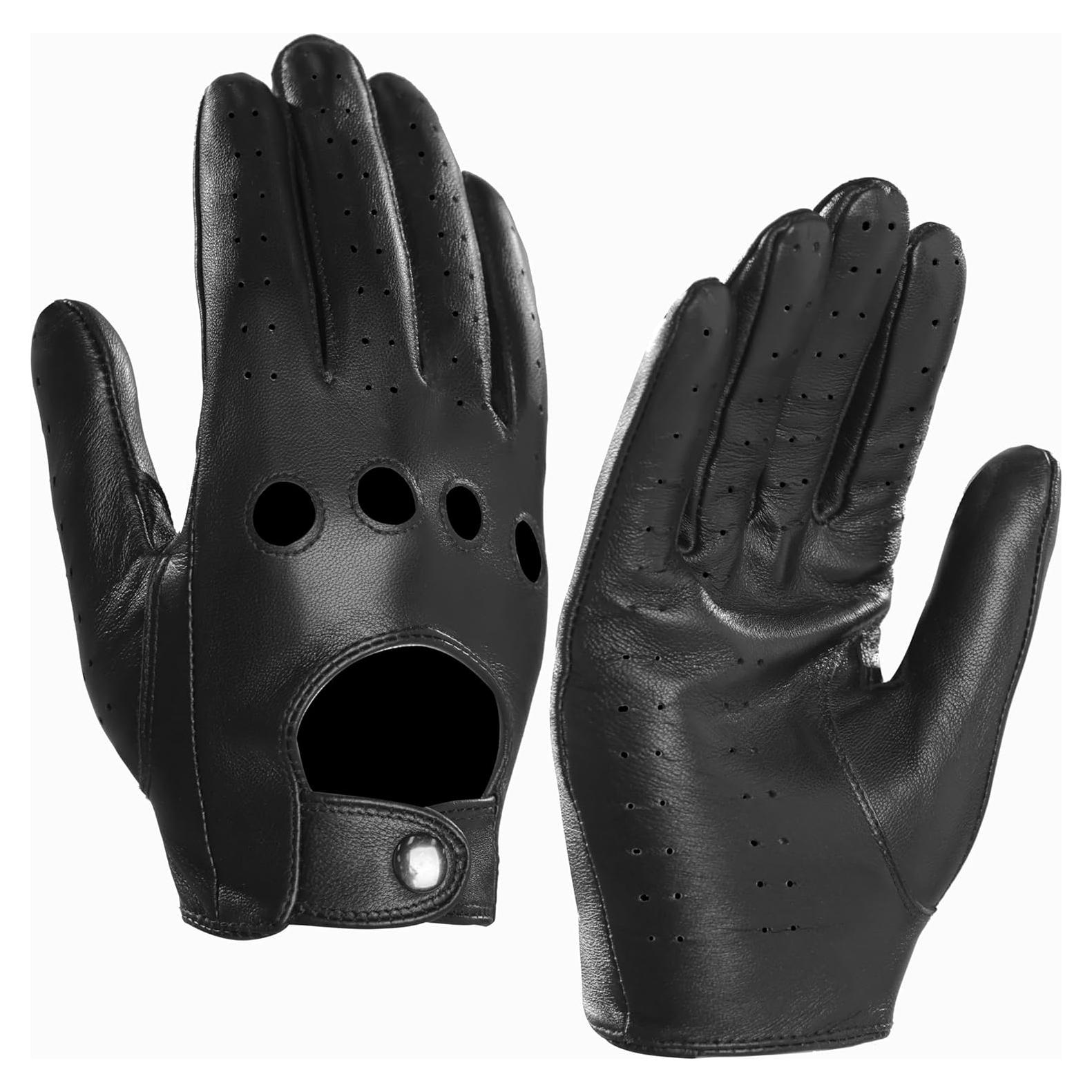 Guantes de Conducción de Cuero MGGMOKAY Táctiles Negros