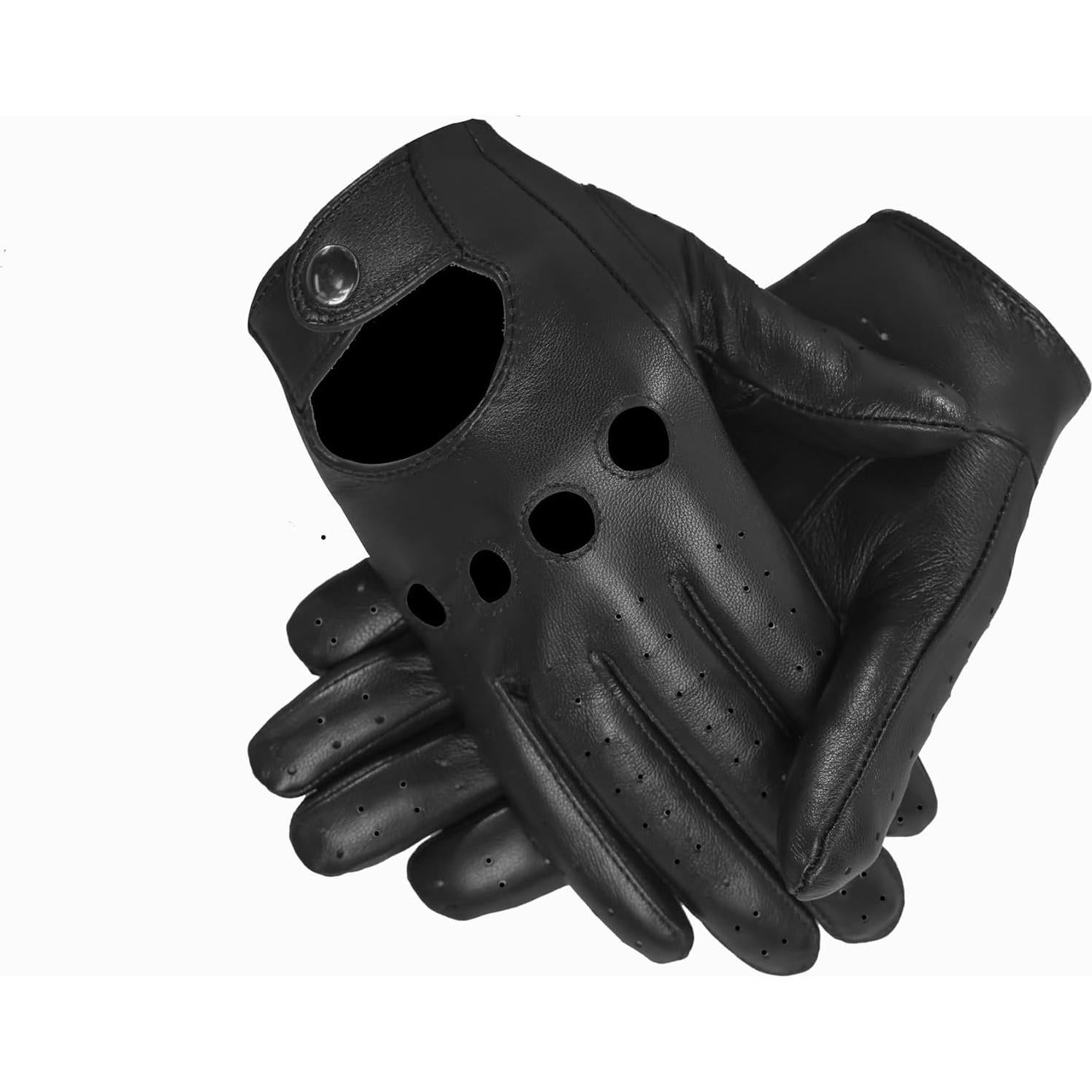 Guantes de Conducción de Cuero MGGMOKAY Táctiles Negros