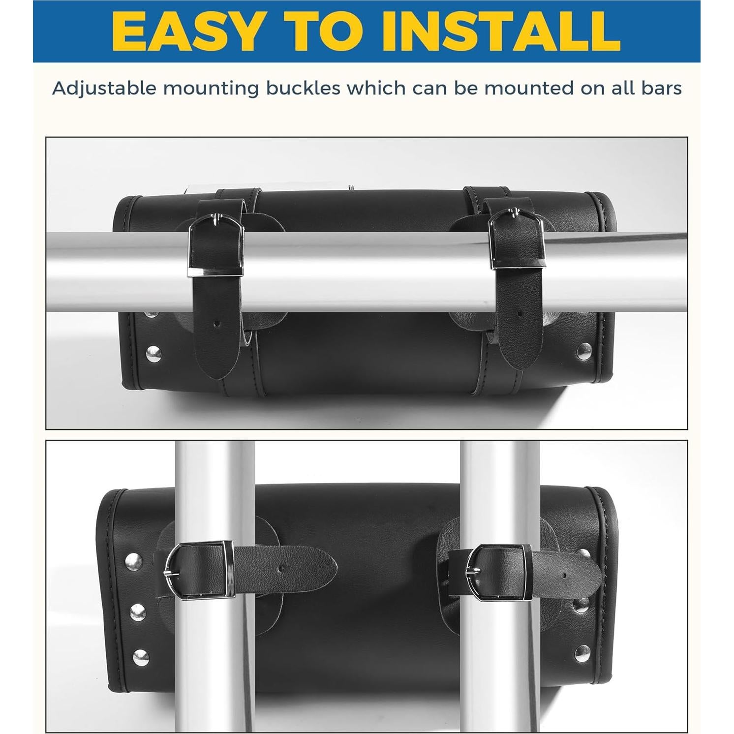 Bolsa de Manillar UBOG 2114mtccbb001 de Cuero PU Negra