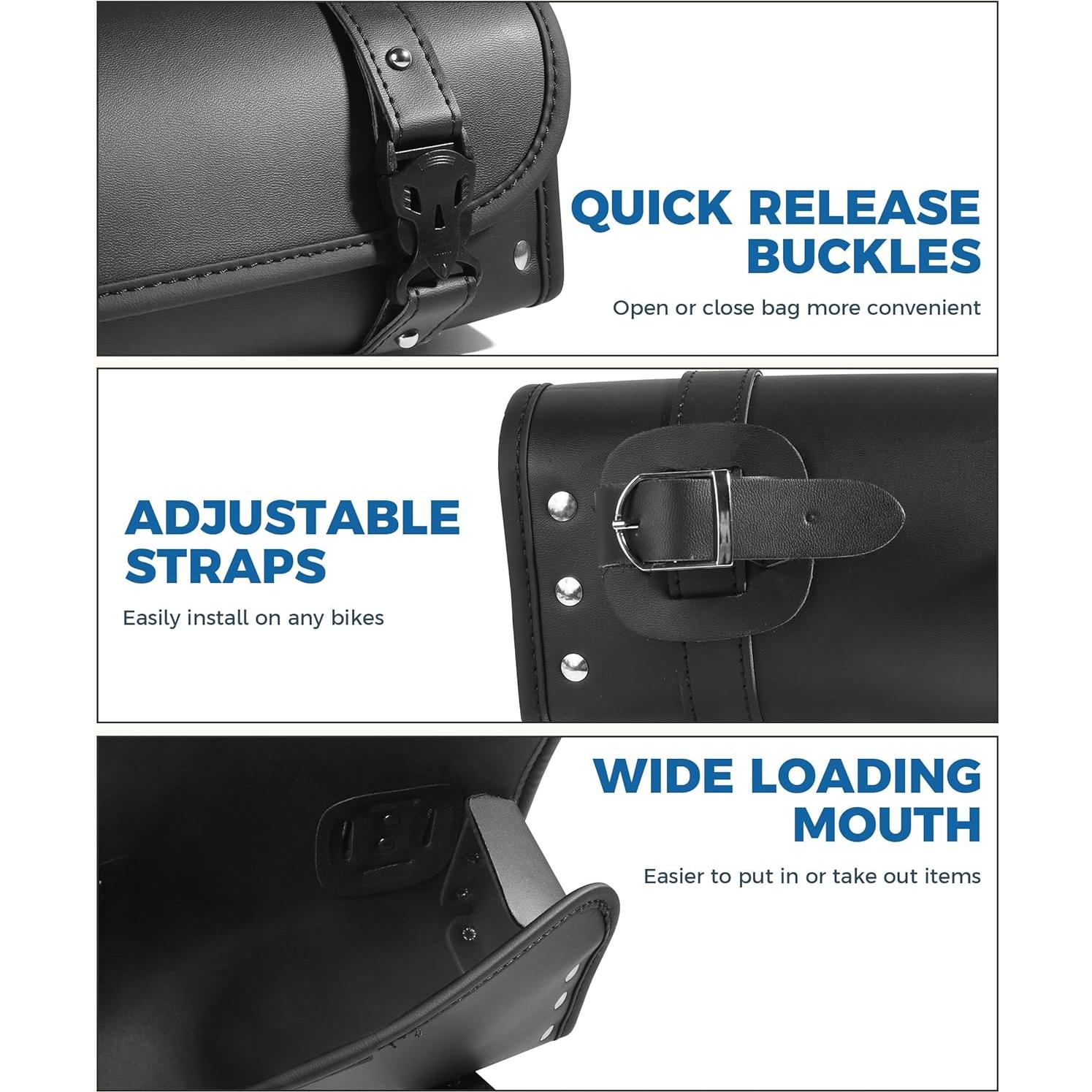 Bolsa de Manillar UBOG 2114mtccbb001 de Cuero PU Negra