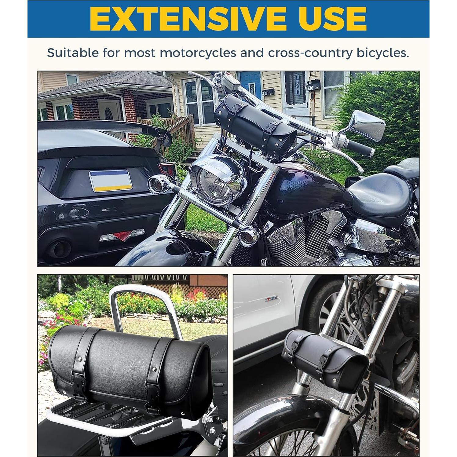 Bolsa de Manillar UBOG 2114mtccbb001 de Cuero PU Negra