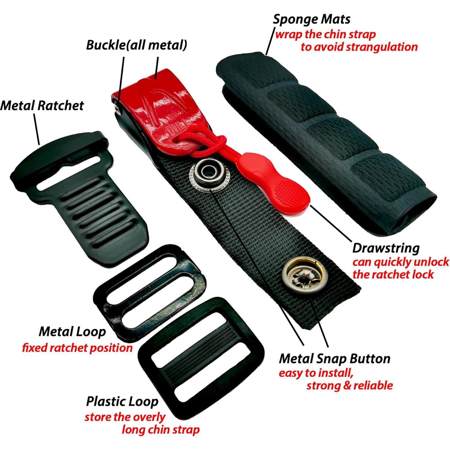 Kit de Hebilla de Liberación Rápida ZYRELYNX para Casco - Rojo Metal