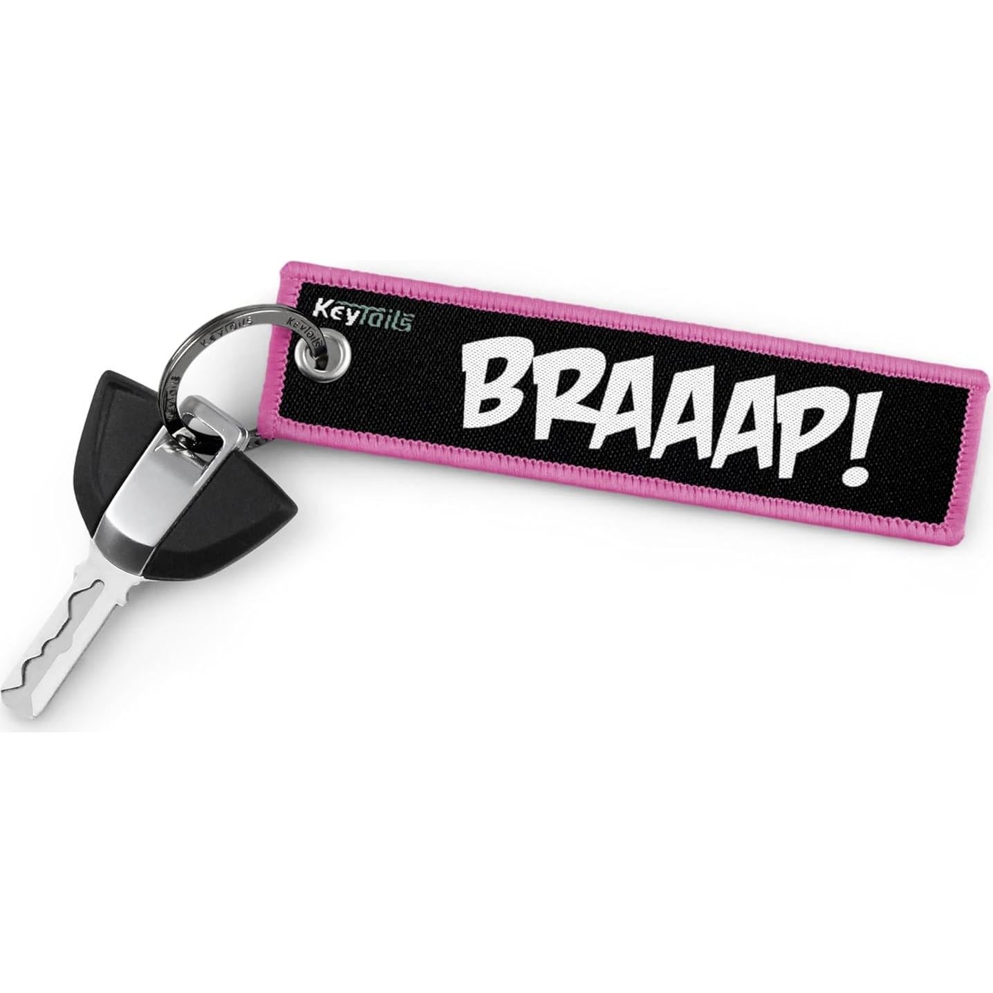 Llavero KeyTails Rosa Doble Cara para Motocicleta y Coche