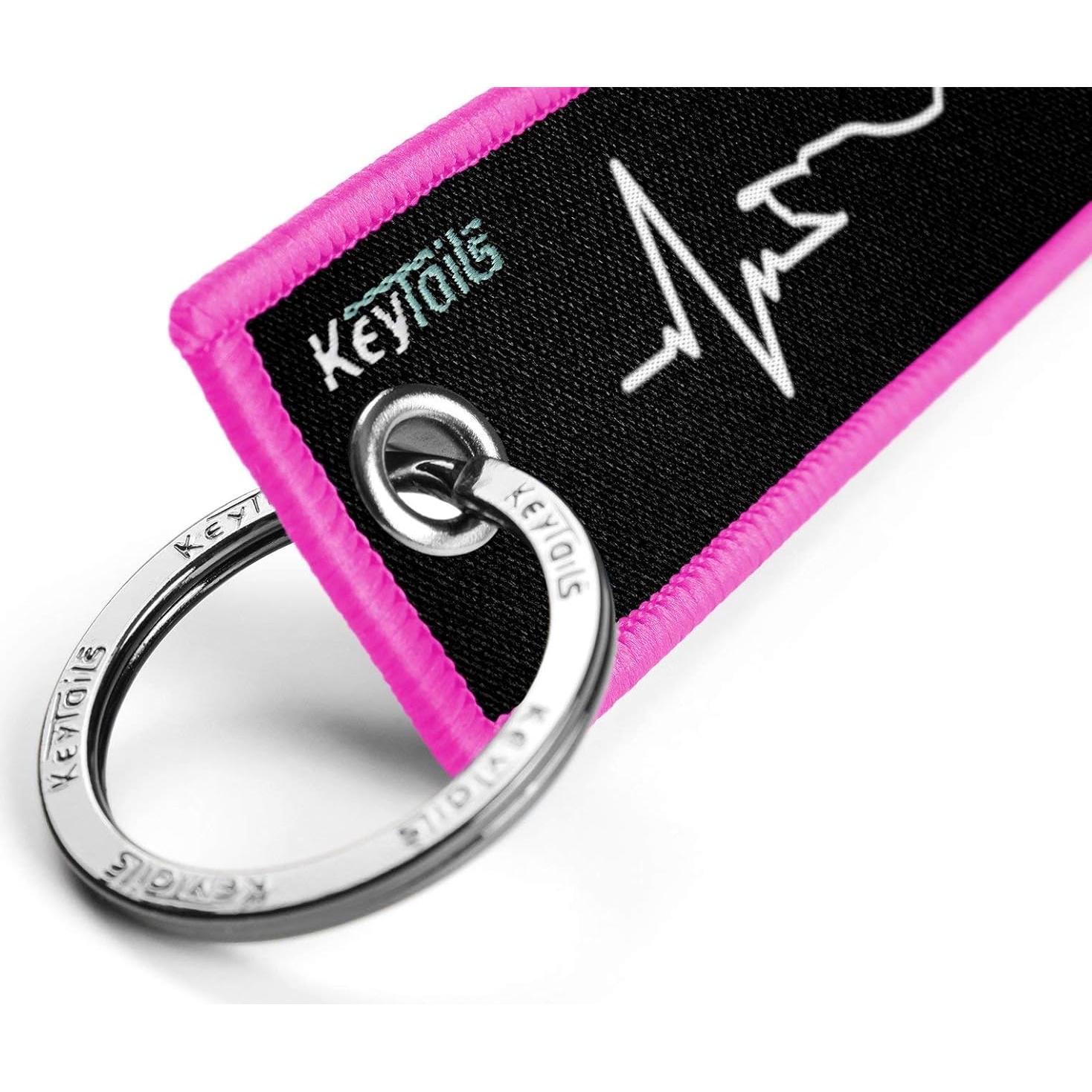 Llaveros KEYTAILS Rosa Doble Cara para Motocicleta y Coche