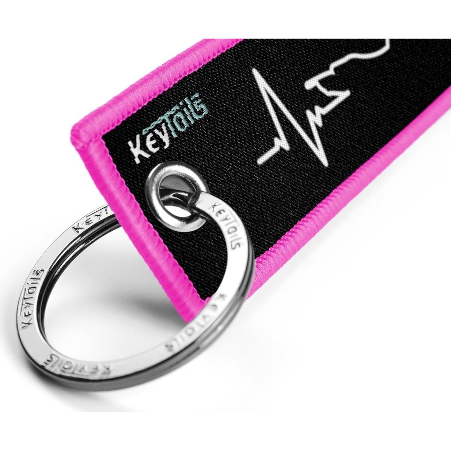 Llaveros KEYTAILS Rosa Doble Cara para Motocicleta y Coche