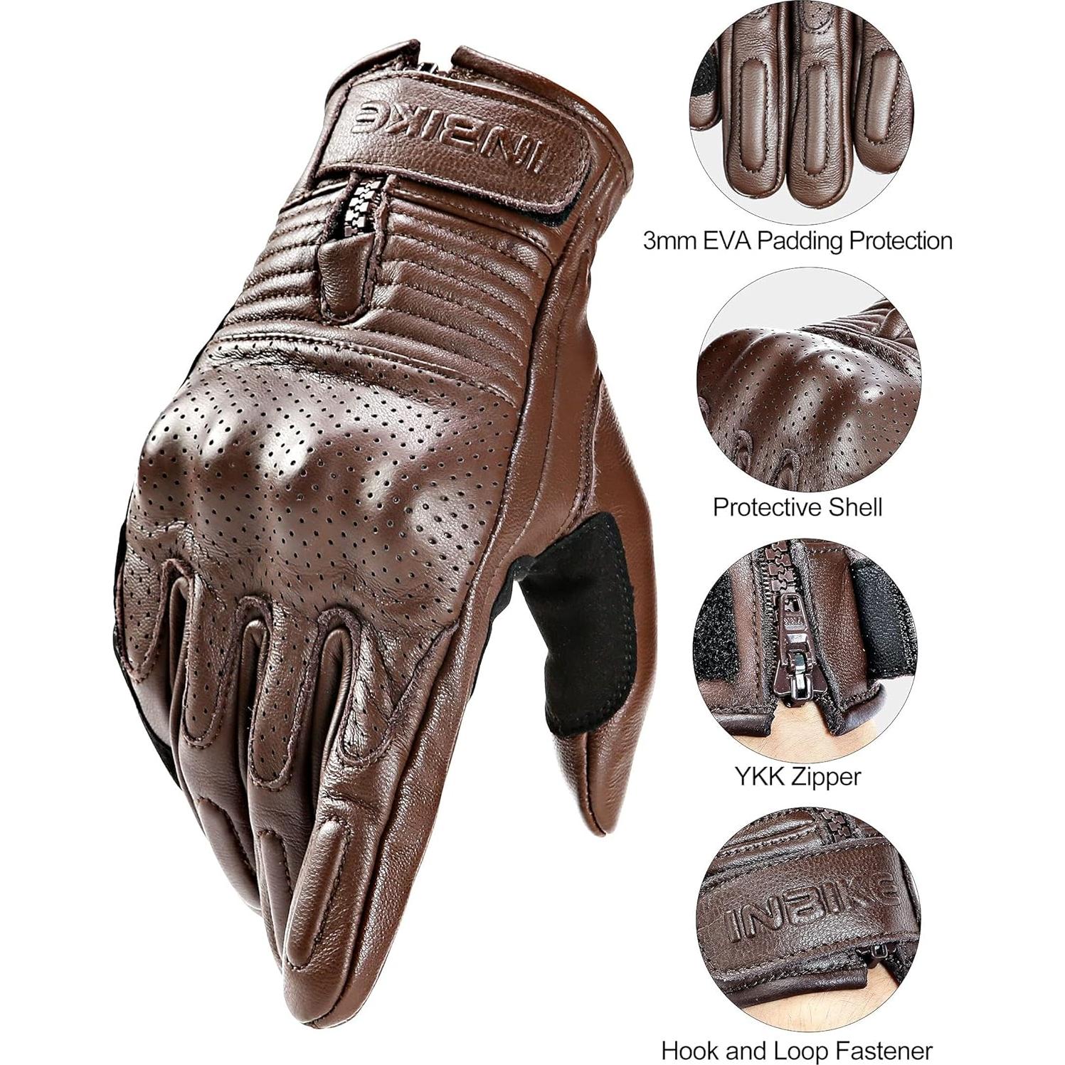 Guantes de Motocicleta INBIKE de Cuero Transpirable Talla Grande
