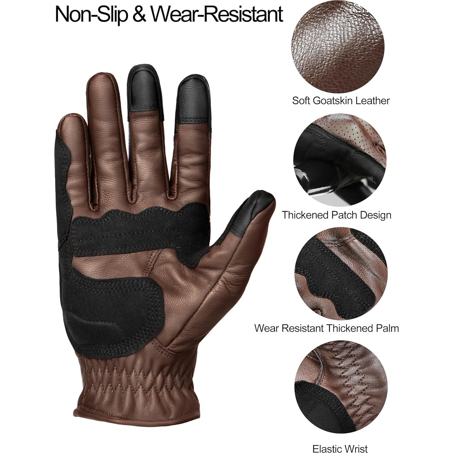 Guantes de Motocicleta INBIKE de Cuero Transpirable Talla Grande