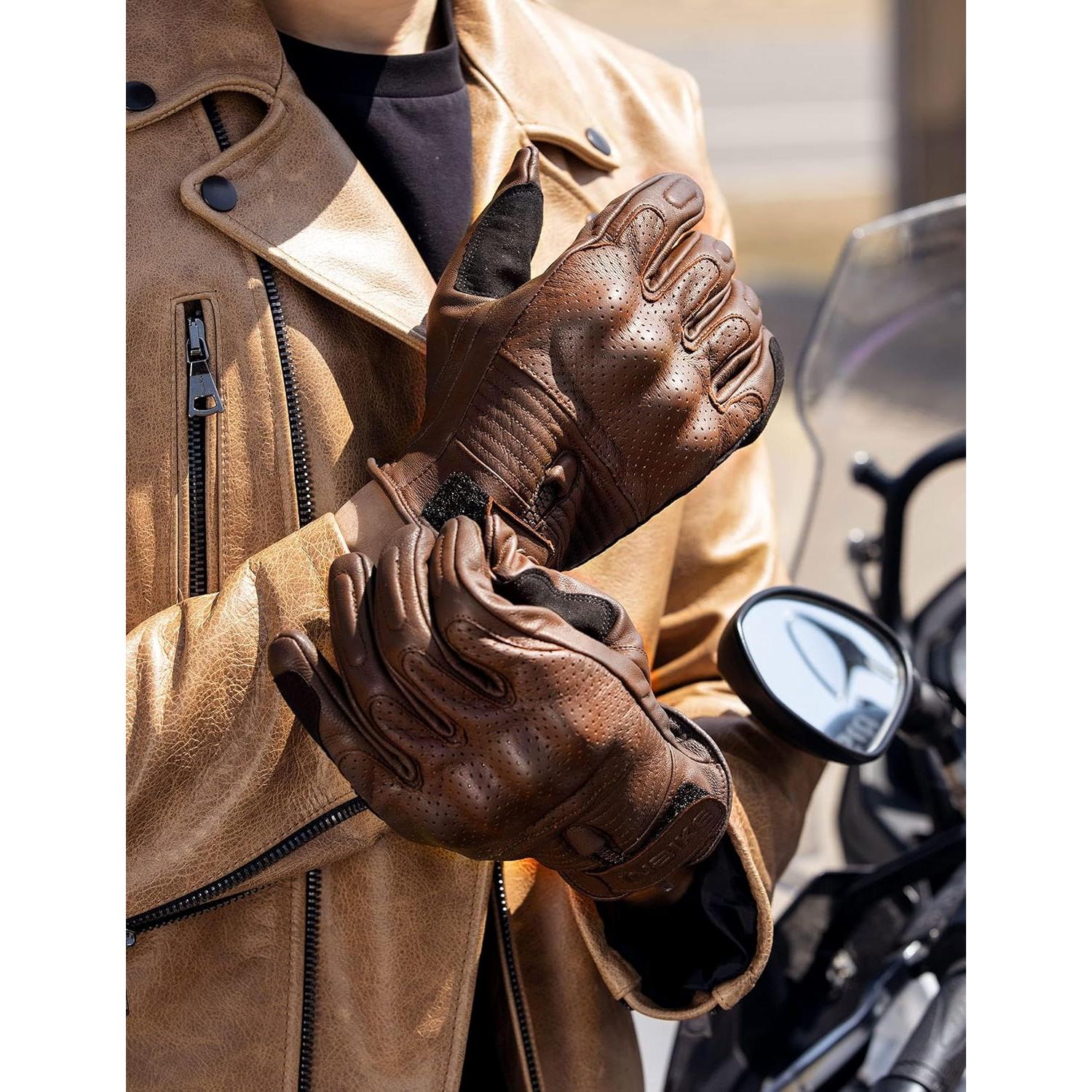 Guantes de Motocicleta INBIKE de Cuero Transpirable Talla Grande