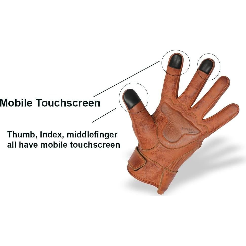 Guantes de Motocicleta Bikersgearonline Cuero Marrón 3X-L