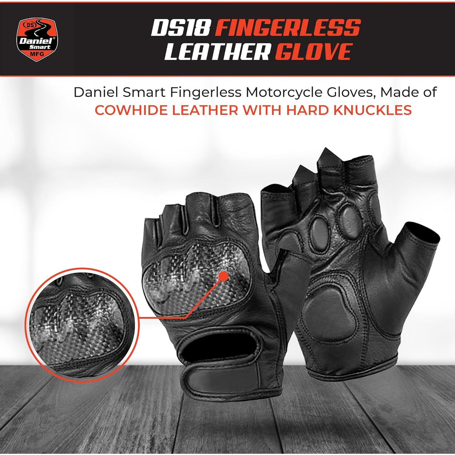 Guantes de motocicleta Daniel Smart de cuero con gel y nudillos duros