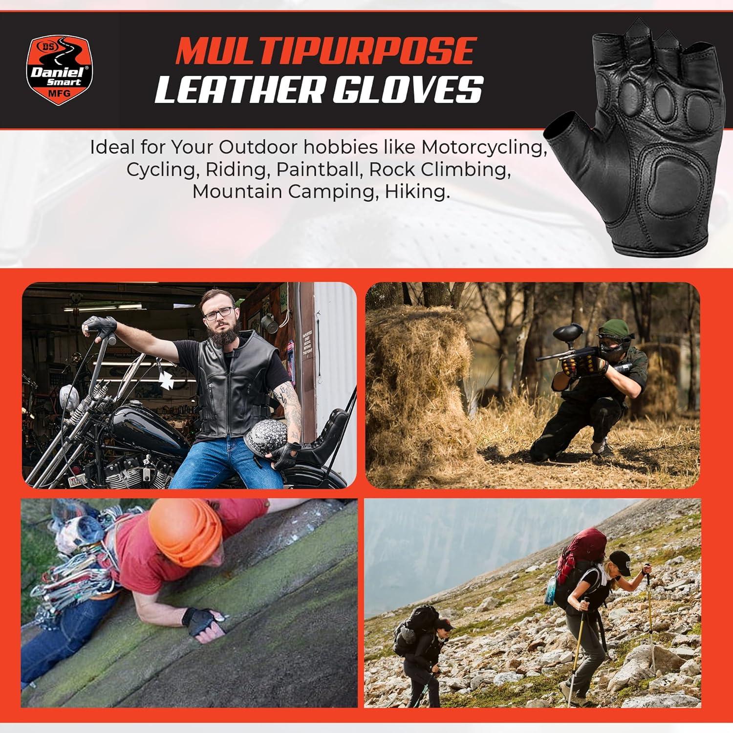 Guantes de motocicleta Daniel Smart de cuero con gel y nudillos duros