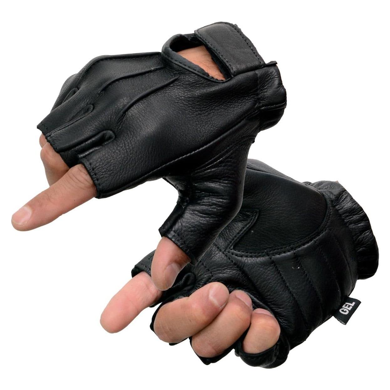 Guantes de motocicleta sin dedos Milwaukee SH850 de cuero de ciervo